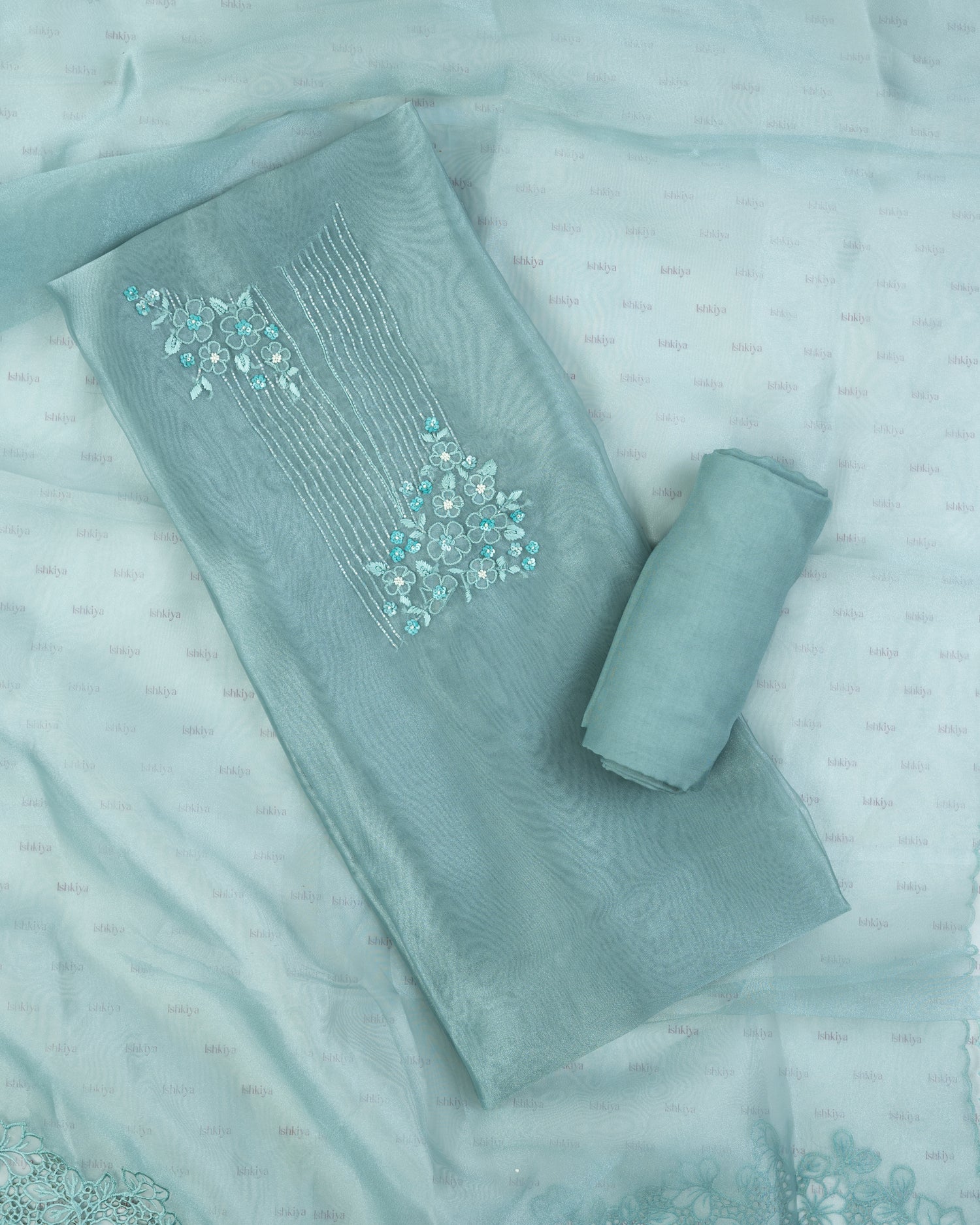BASANT-Unstitched Organza Tissue Suit Set