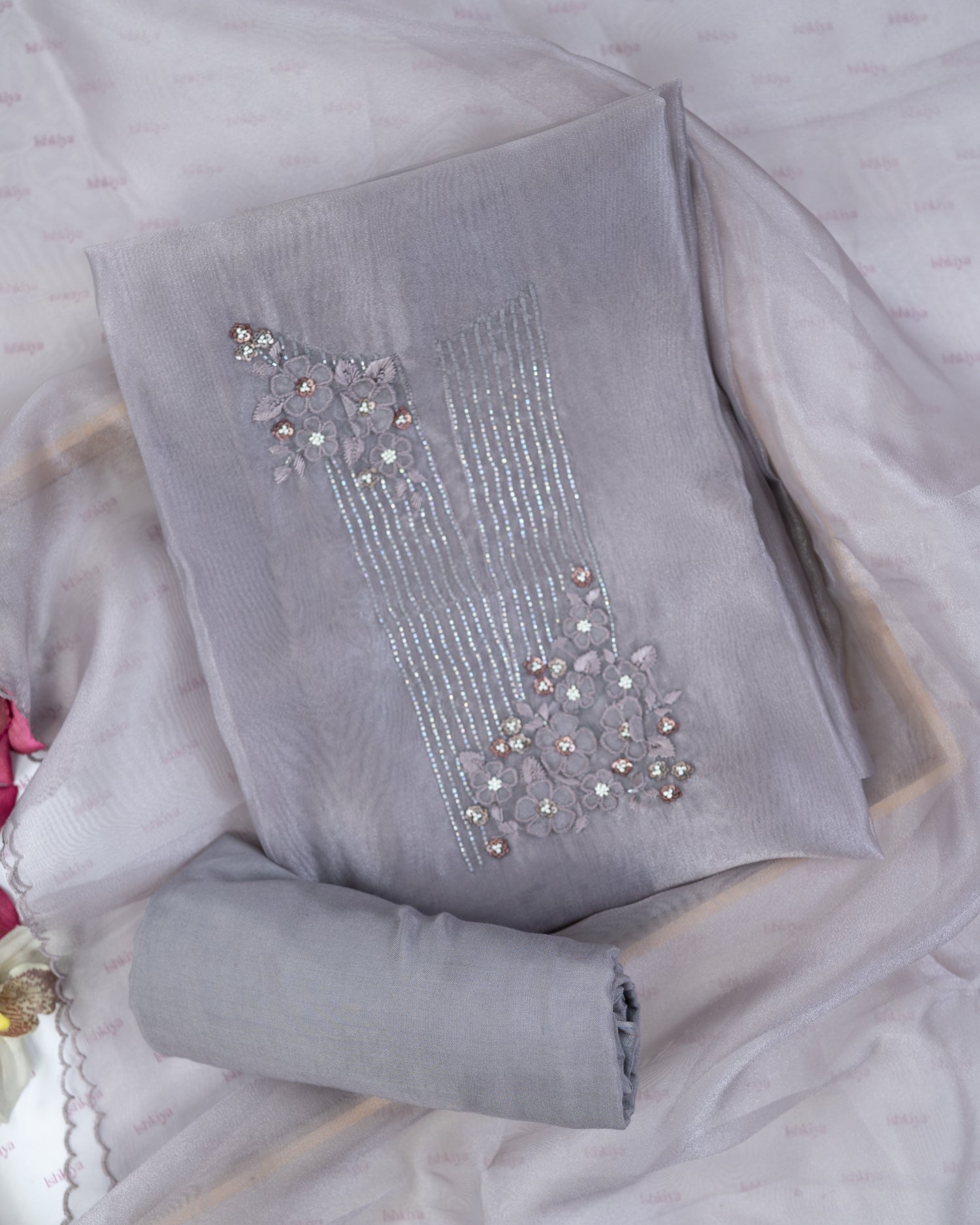 BASANT-Unstitched Organza Tissue Suit Set