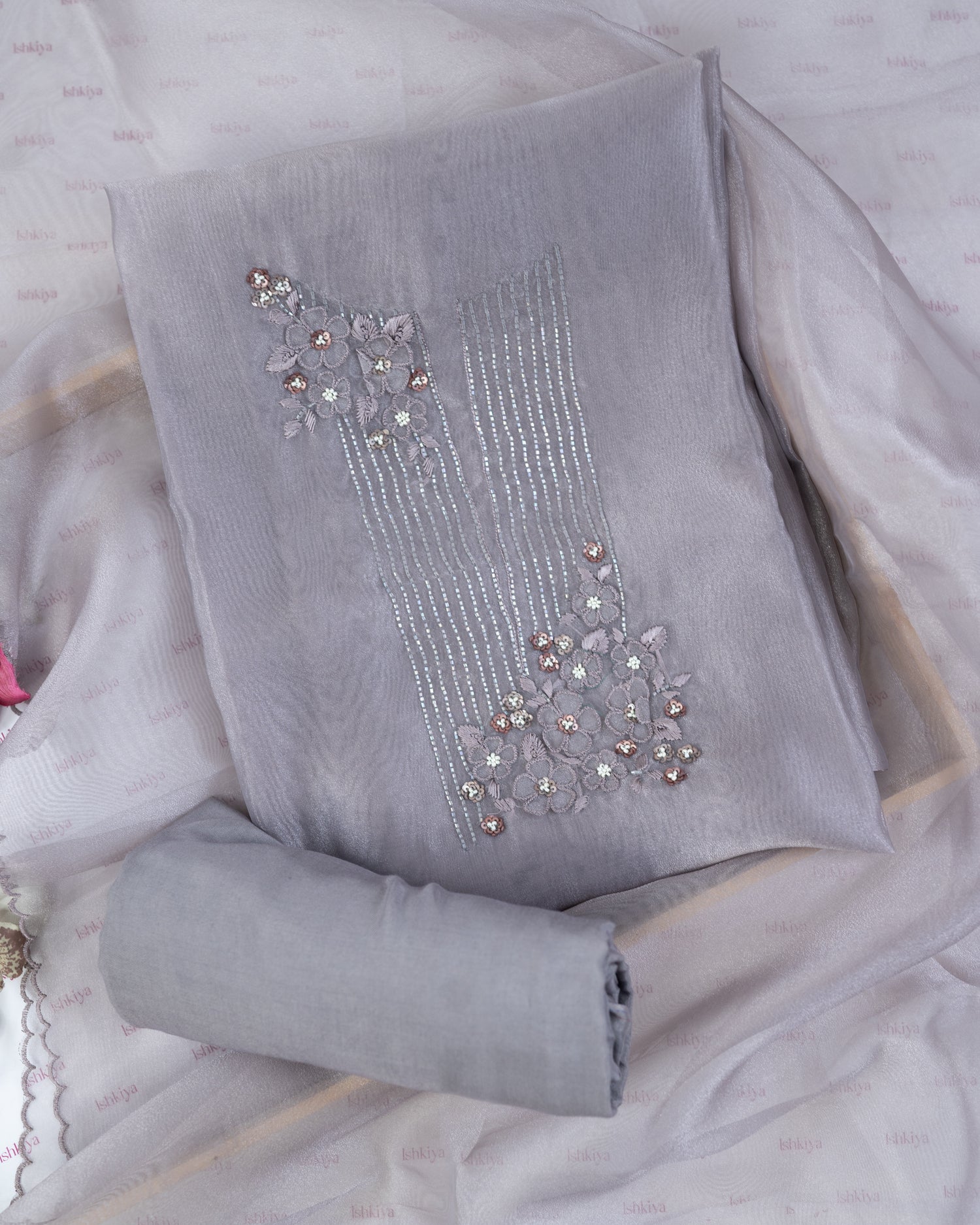 BASANT-Unstitched Organza Tissue Suit Set