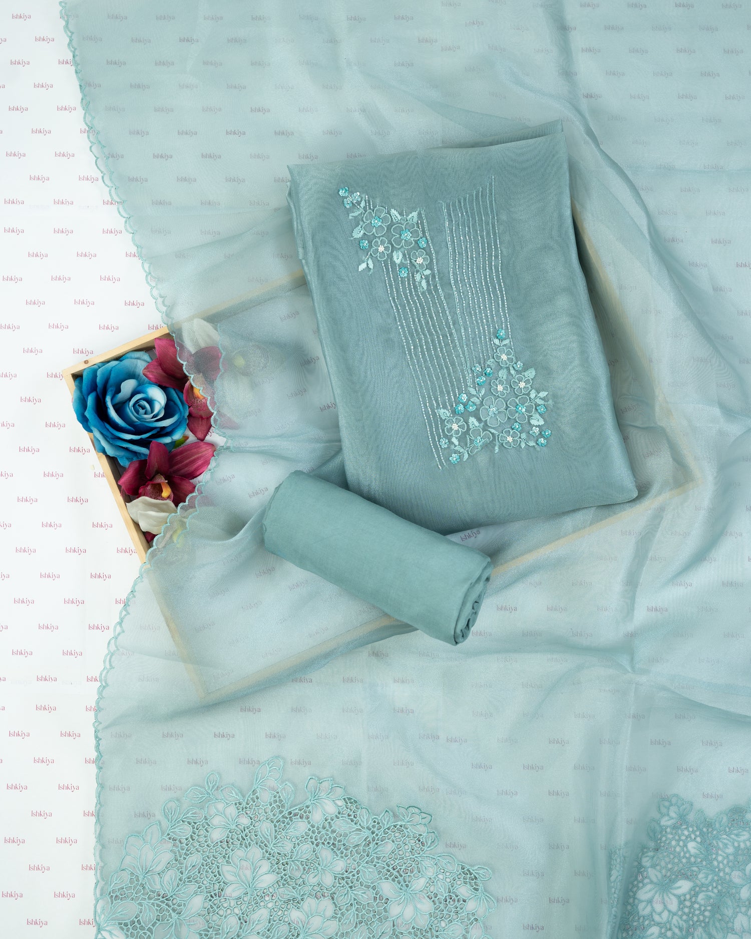 BASANT-Unstitched Organza Tissue Suit Set