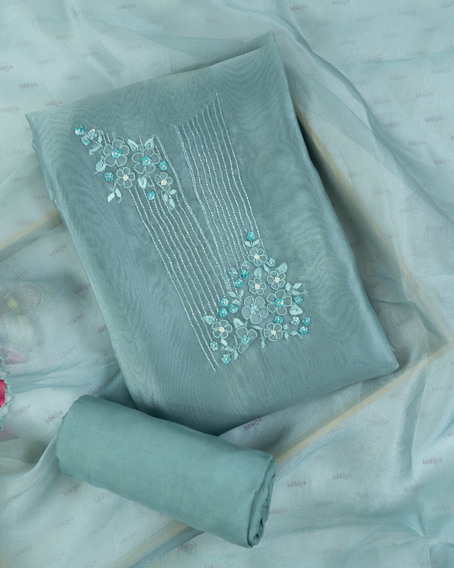 BASANT-Unstitched Organza Tissue Suit Set