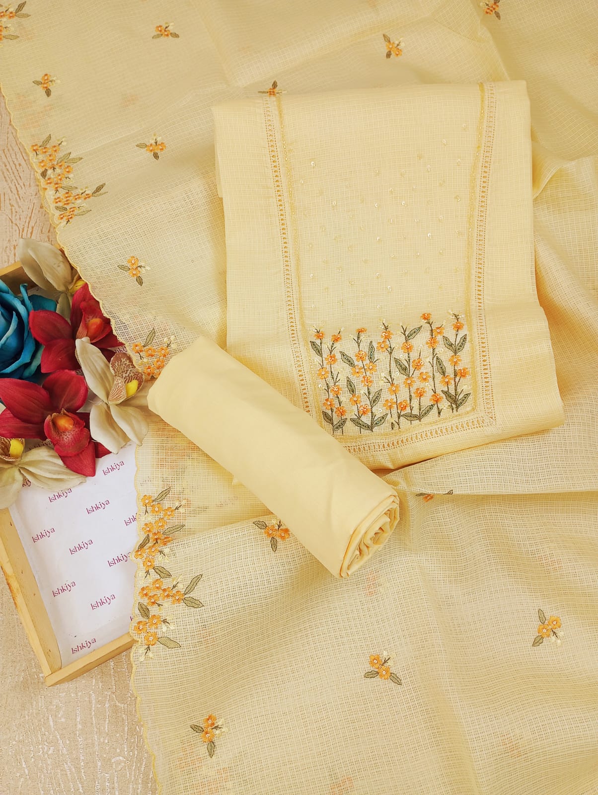 SUROOR-Unstitched Kota Suit Set