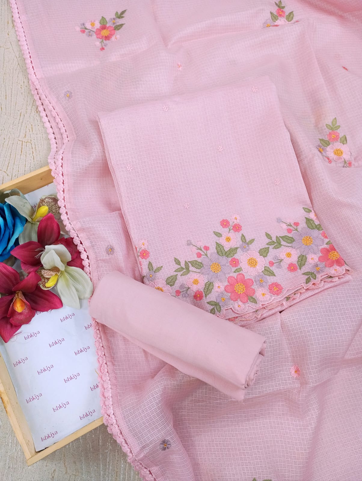CHAMAK-Unstitched Kota Suit Set