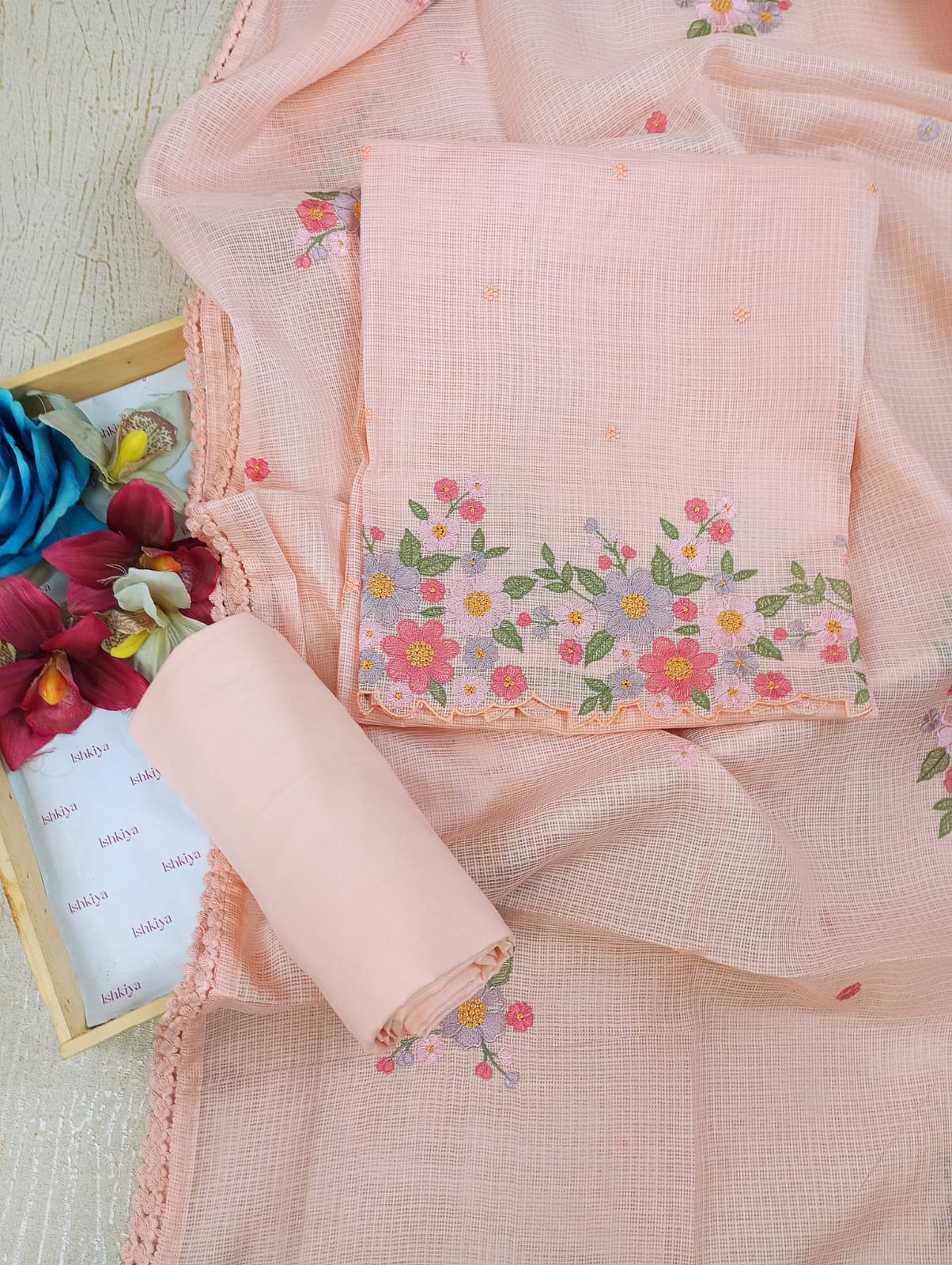 CHAMAK-Unstitched Kota Suit Set