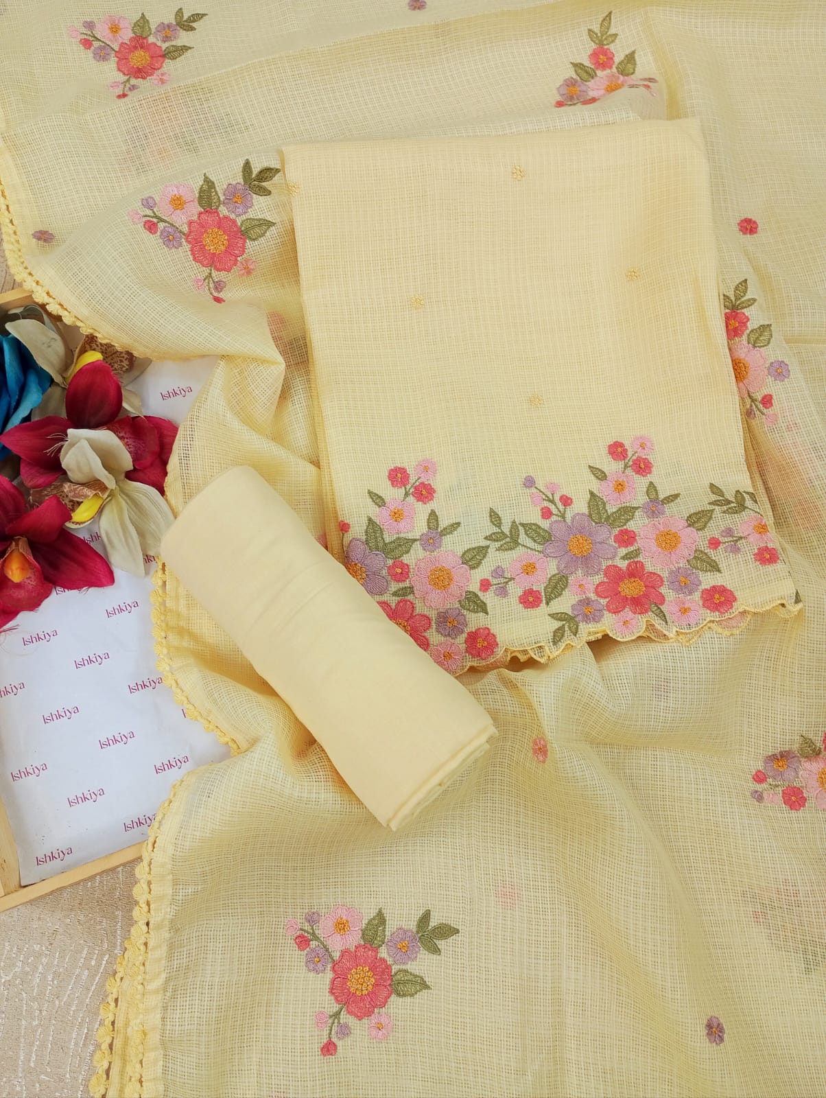 CHAMAK-Unstitched Kota Suit Set
