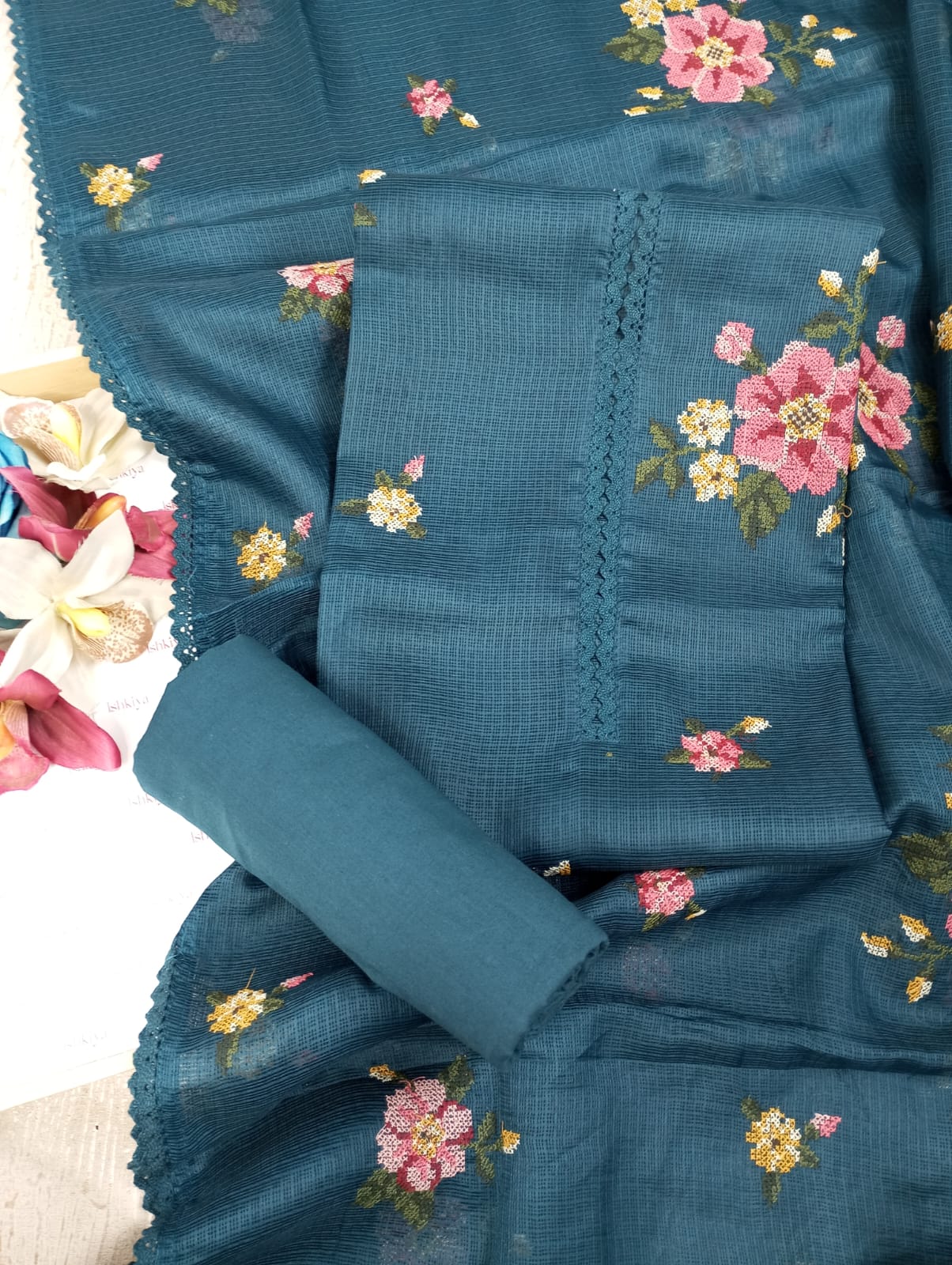 NOOR-Unstitched Kota Suit Set
