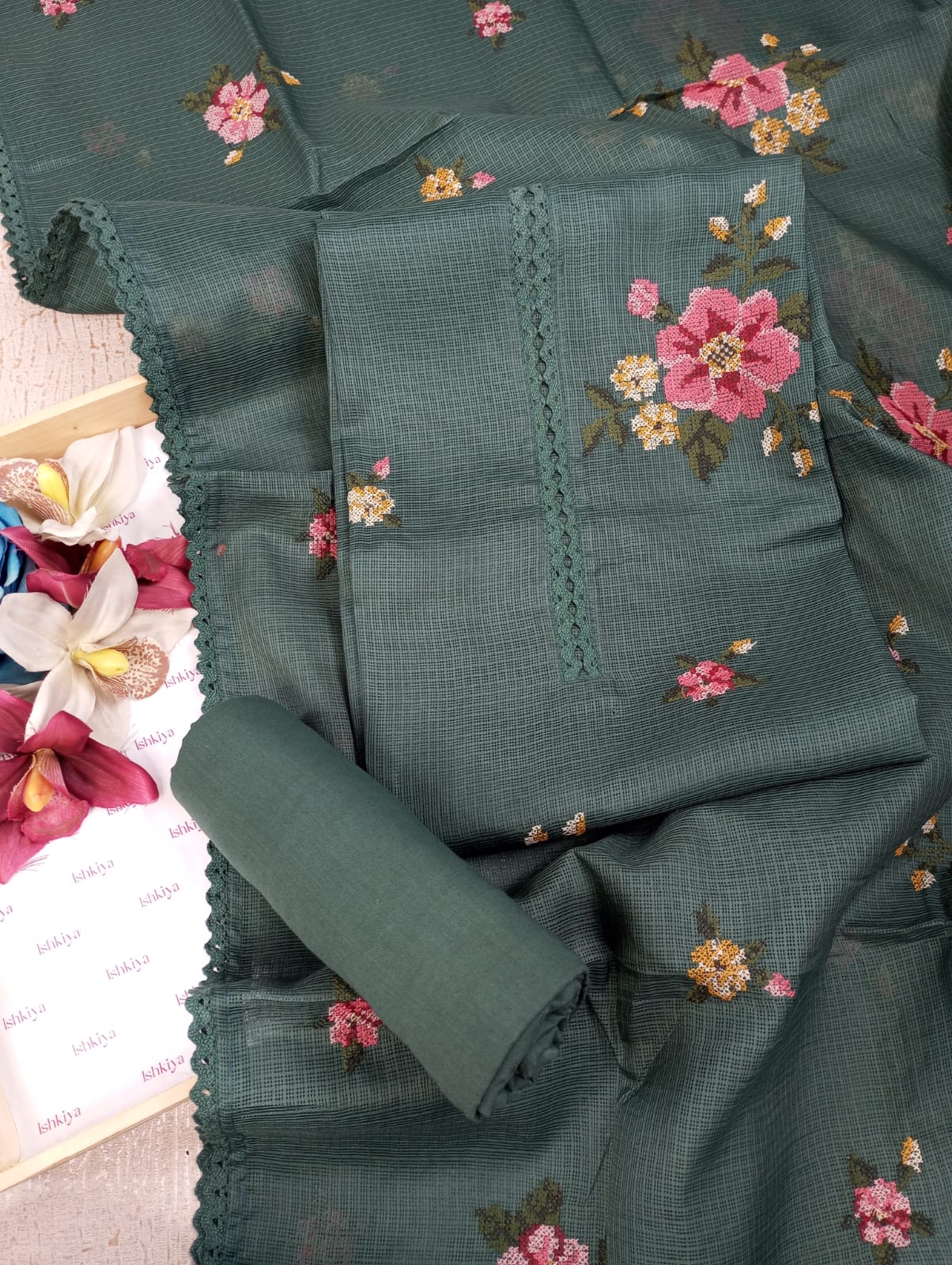 NOOR-Unstitched Kota Suit Set