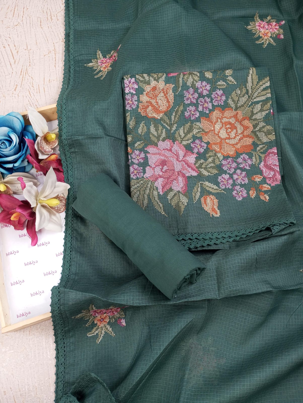 RANG ROOP-Unstitched Kota Suit Set
