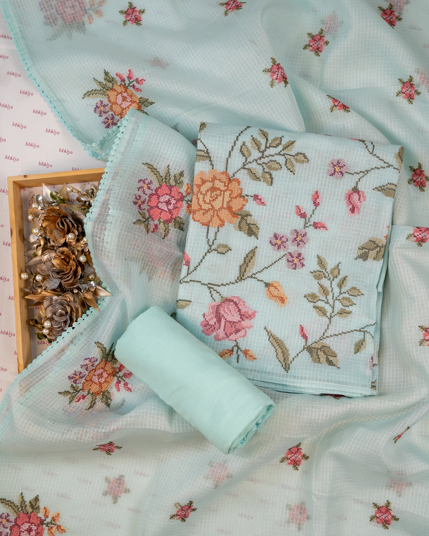 SHABNAM-Unstitched Kota Suit Set
