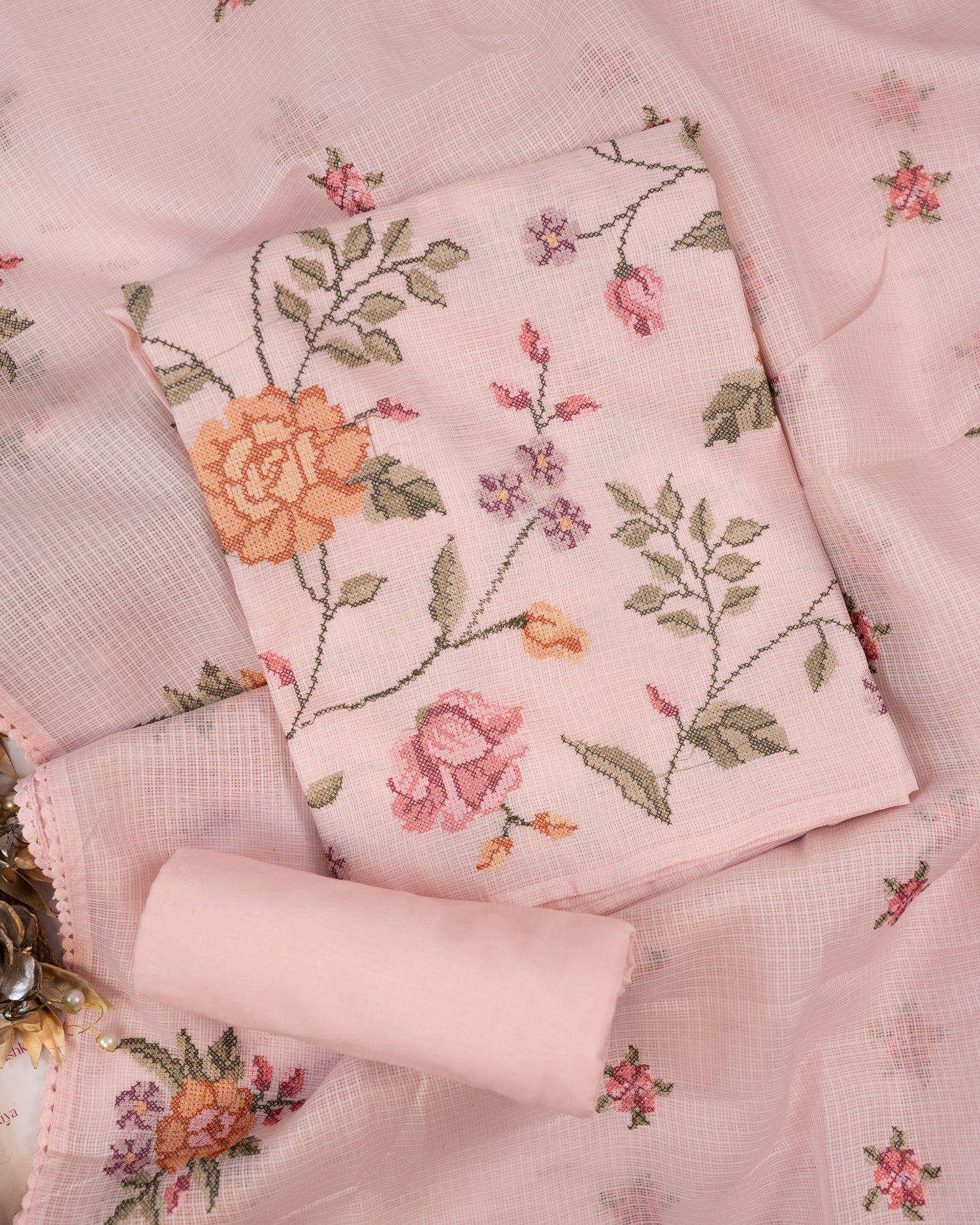 SHABNAM-Unstitched Kota Suit Set