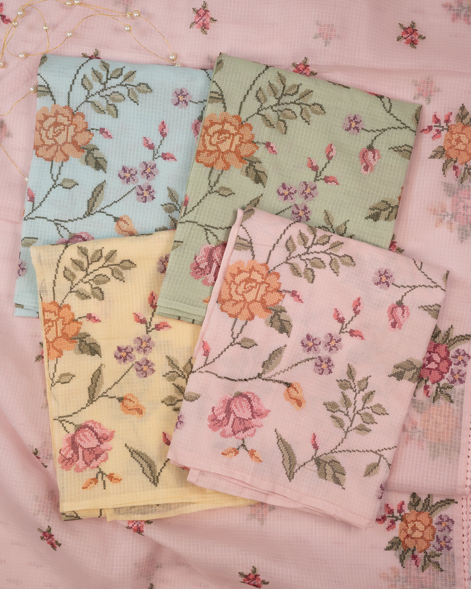 SHABNAM-Unstitched Kota Suit Set