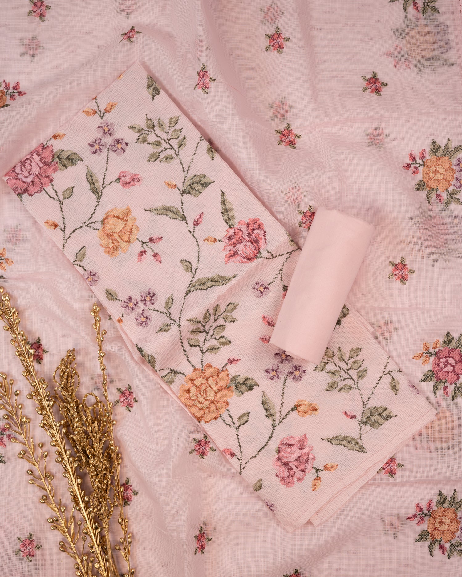SHABNAM-Unstitched Kota Suit Set