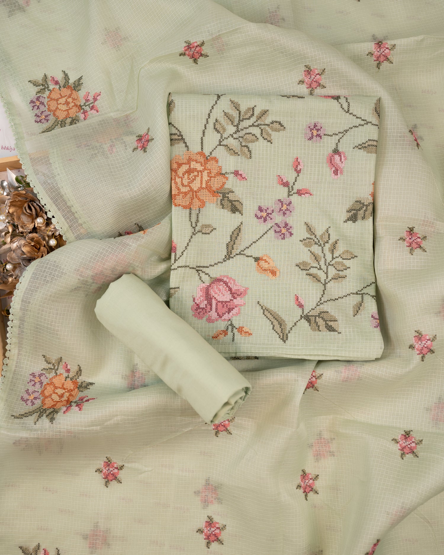 SHABNAM-Unstitched Kota Suit Set