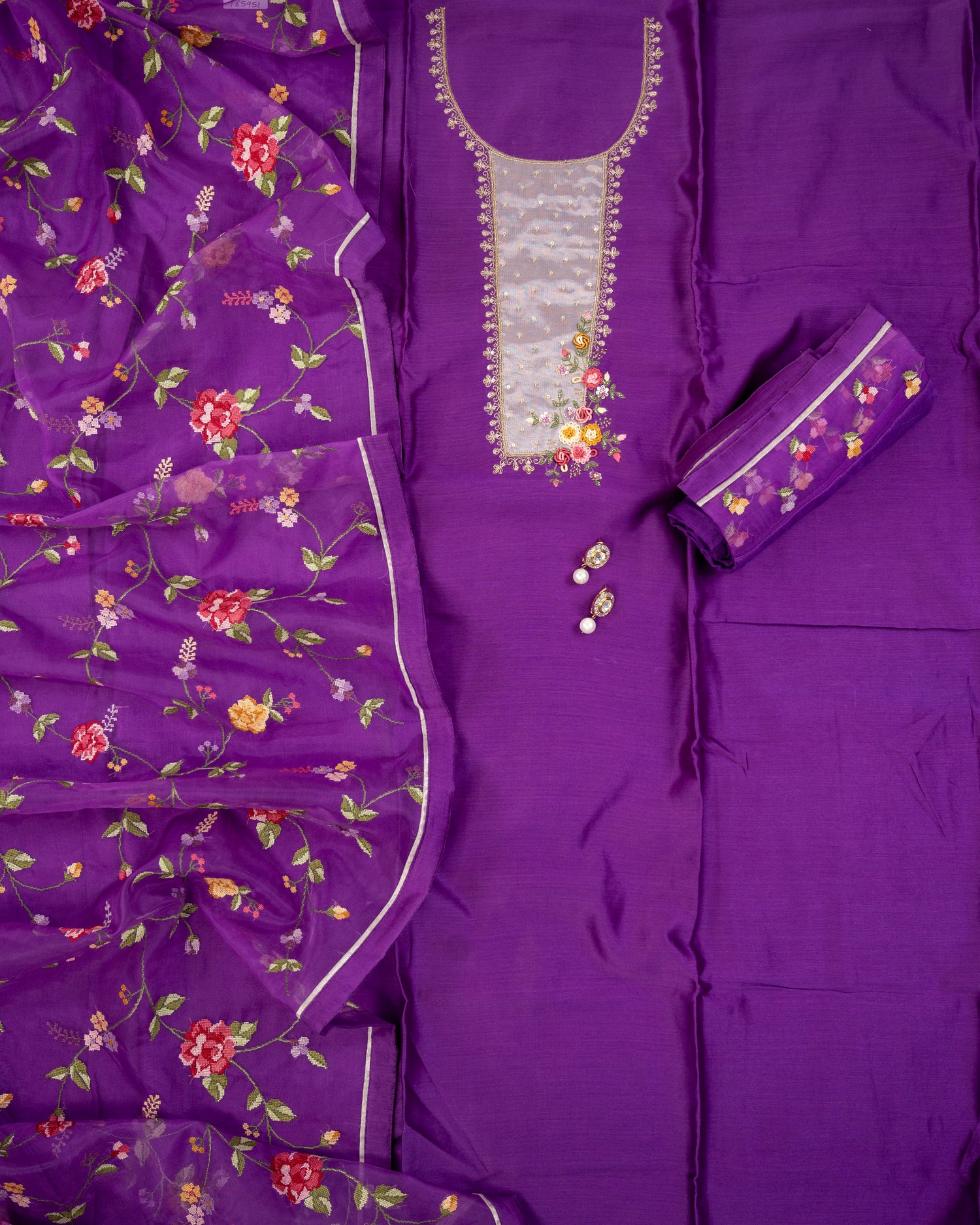 DHARA-Unstitched Mul-Chanderi Suit Set