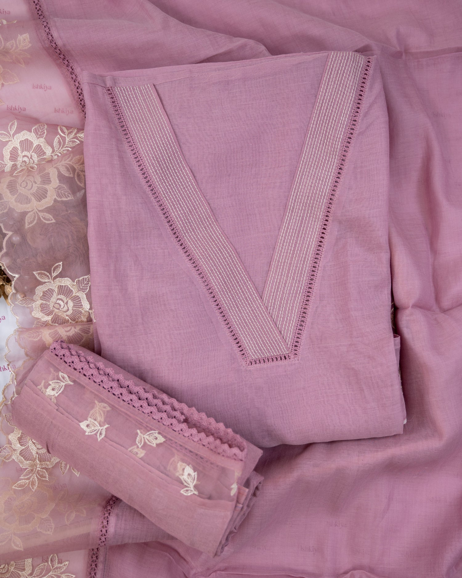 PALASH-Unstitched Mul-Chanderi Suit Set