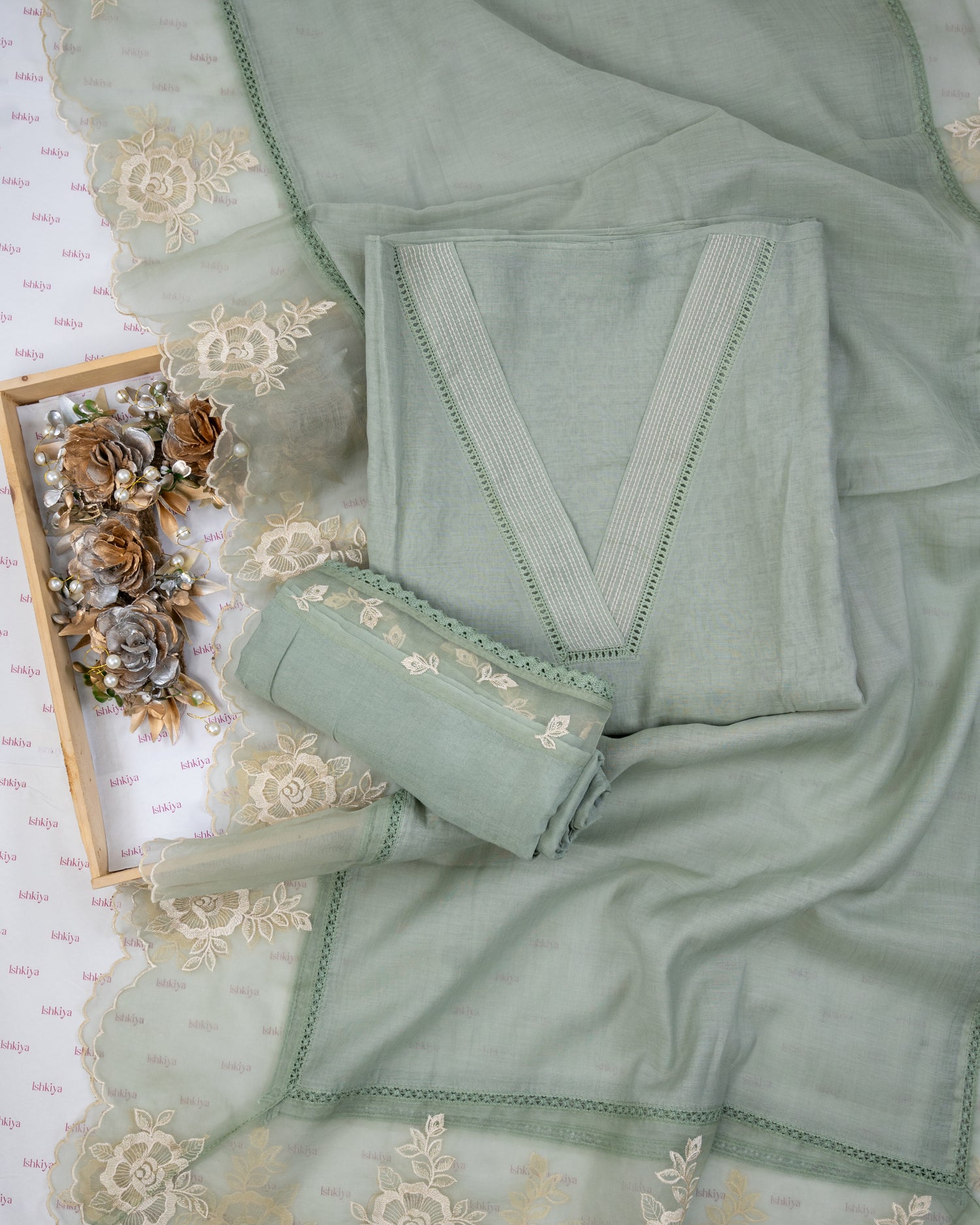 PALASH-Unstitched Mul-Chanderi Suit Set