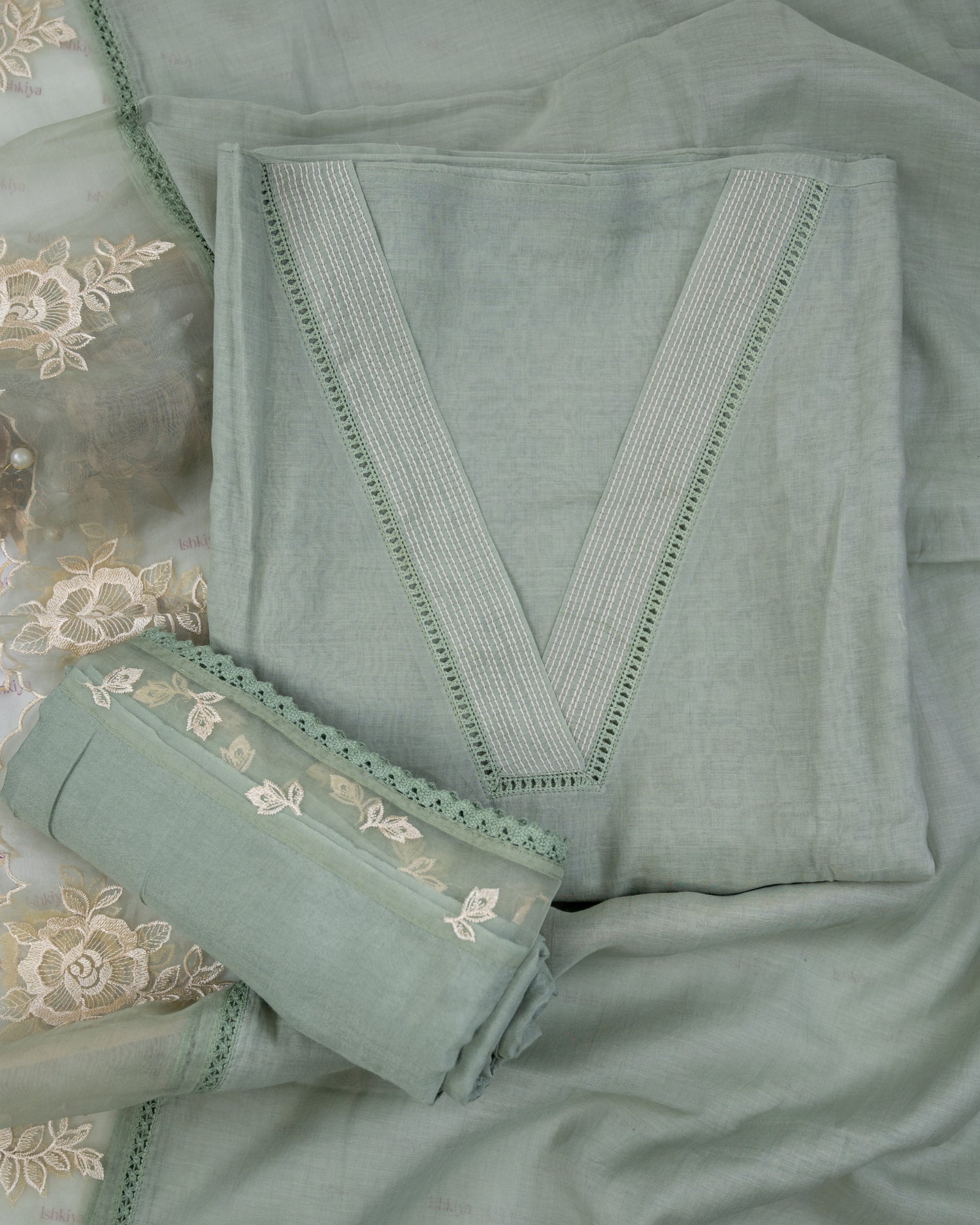 PALASH-Unstitched Mul-Chanderi Suit Set