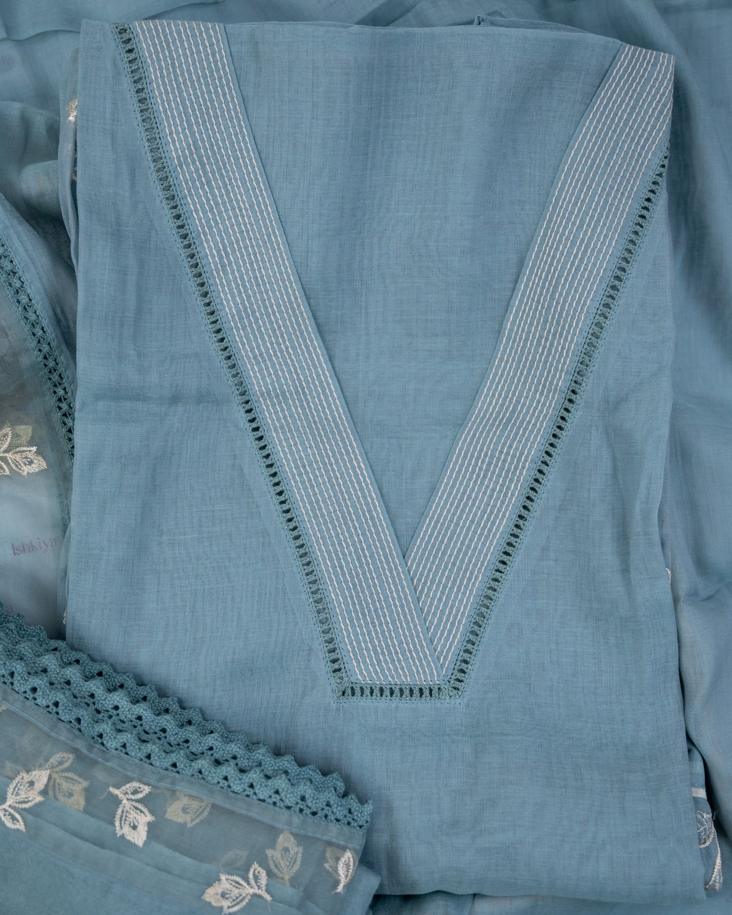 PALASH-Unstitched Mul-Chanderi Suit Set