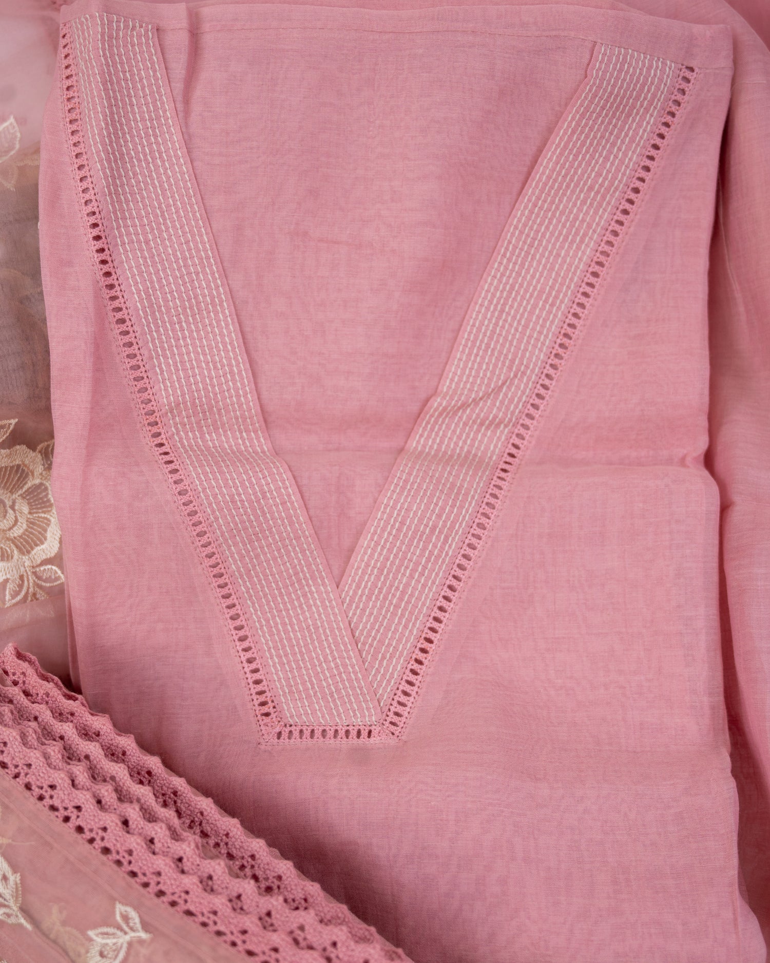 PALASH-Unstitched Mul-Chanderi Suit Set