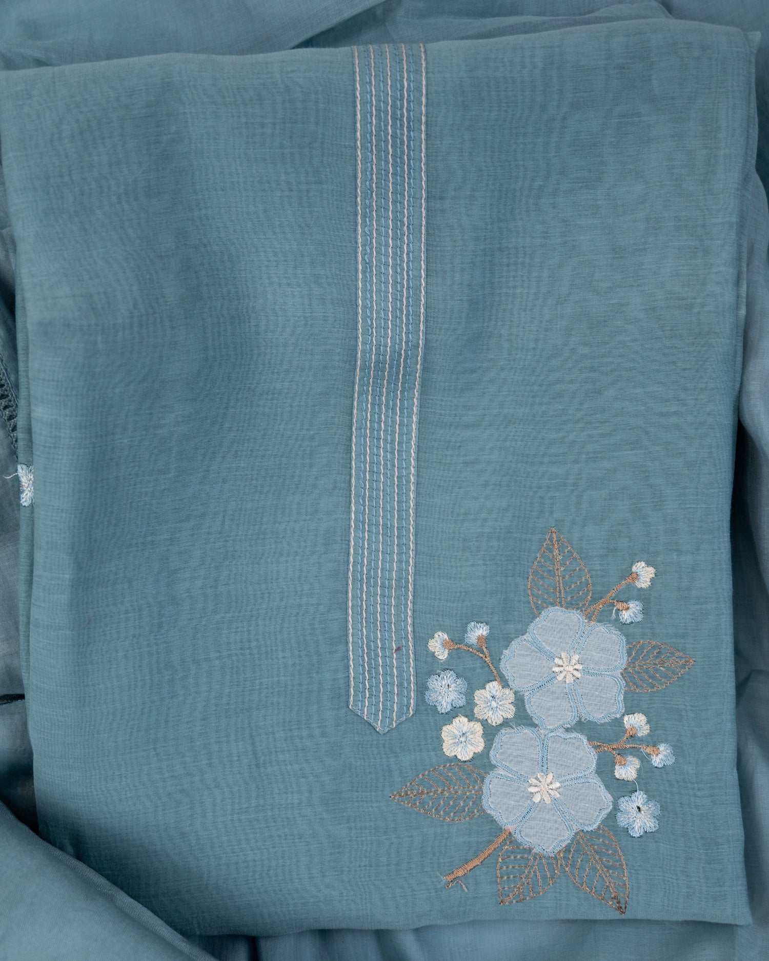 RIMJHIM-Unstitched Mul-Chanderi Suit Set