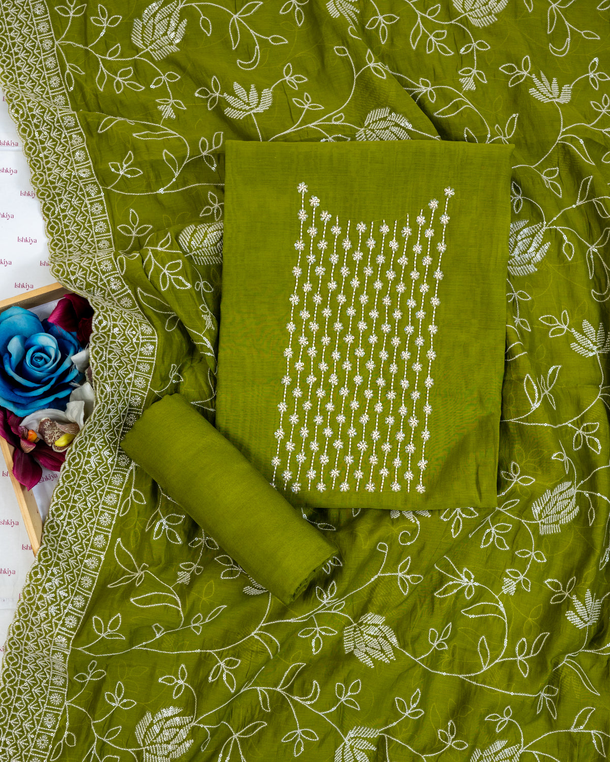 DASTAN-Unstiched Mul-Chanderi Suit set
