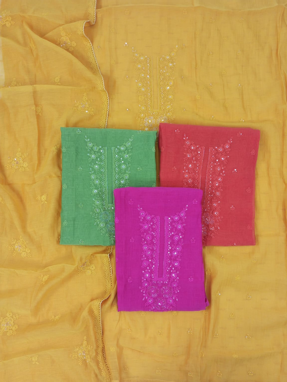 KEHR-Unstiched Mul-Chanderi Suit set
