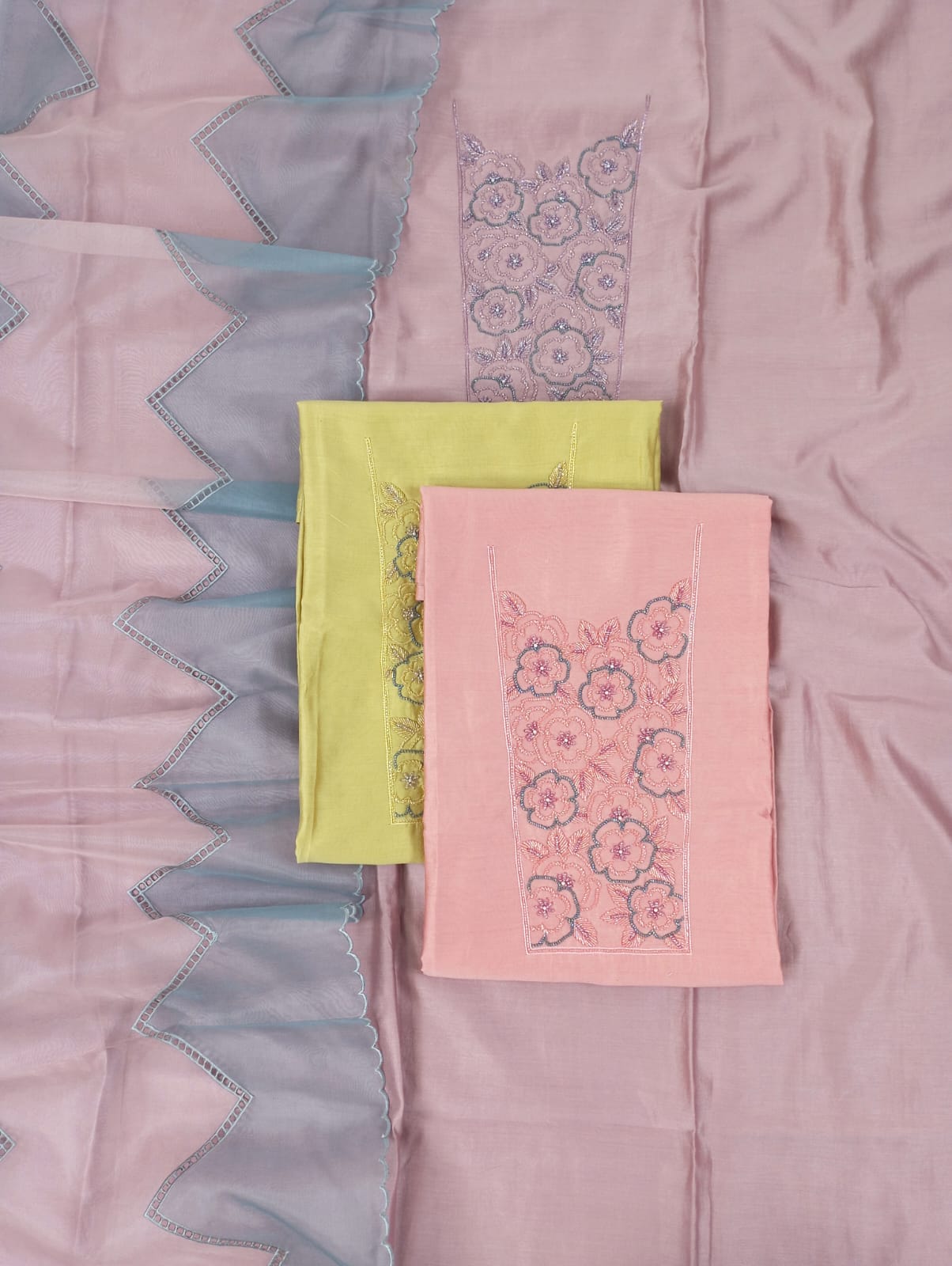 NOORI-Unstiched Mul-Chanderi Suit set