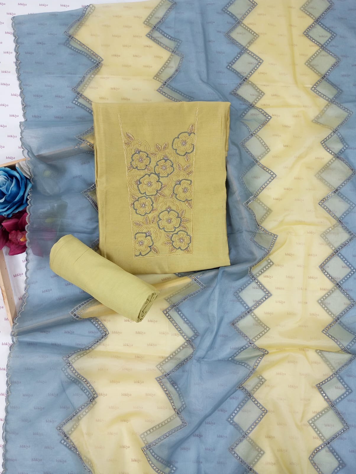NOORI-Unstiched Mul-Chanderi Suit set