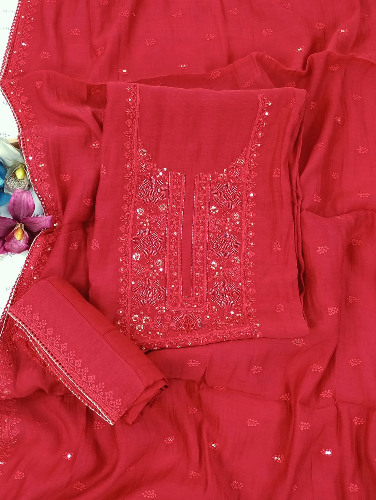 BANNO-Unstiched Mul-Chanderi Suit set