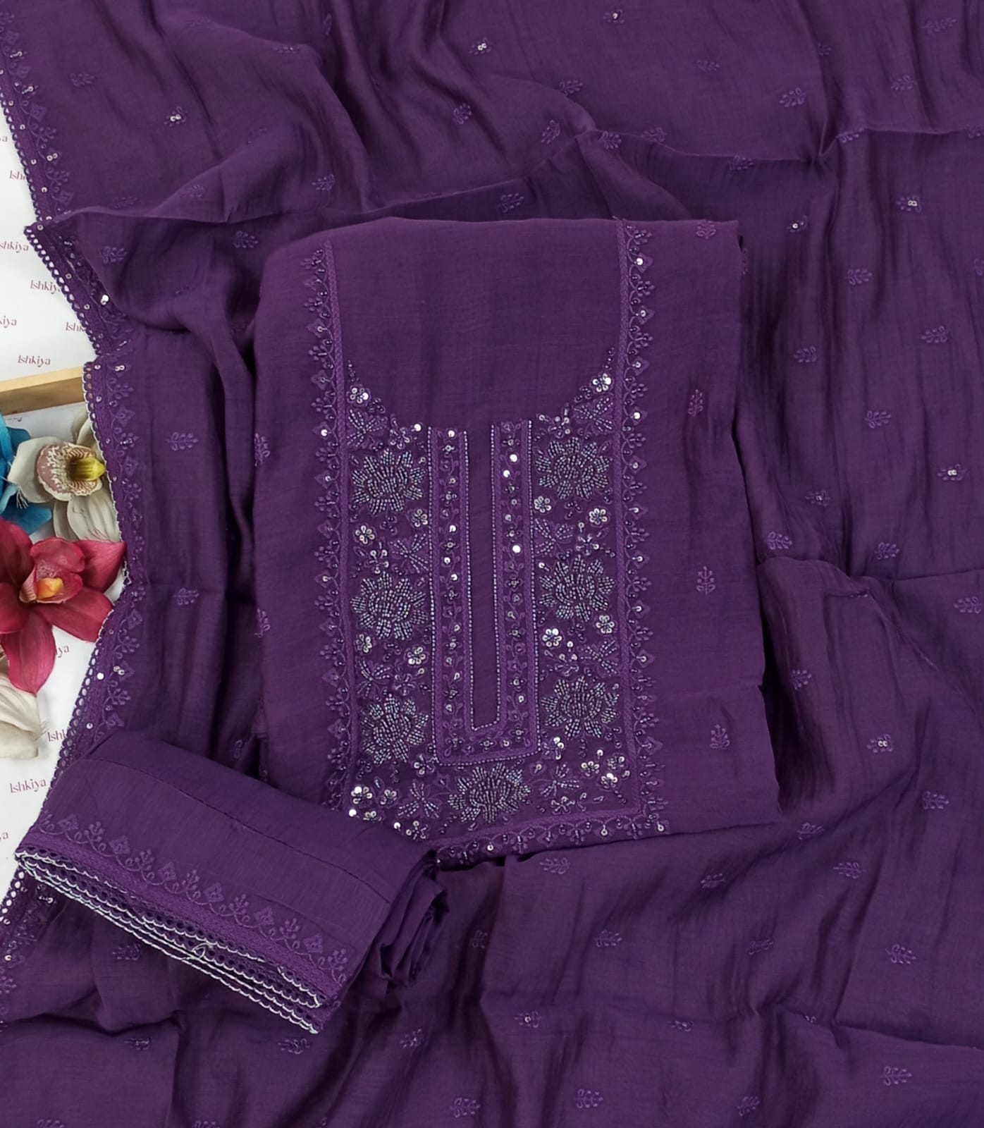 BANNO-Unstiched Mul-Chanderi Suit set
