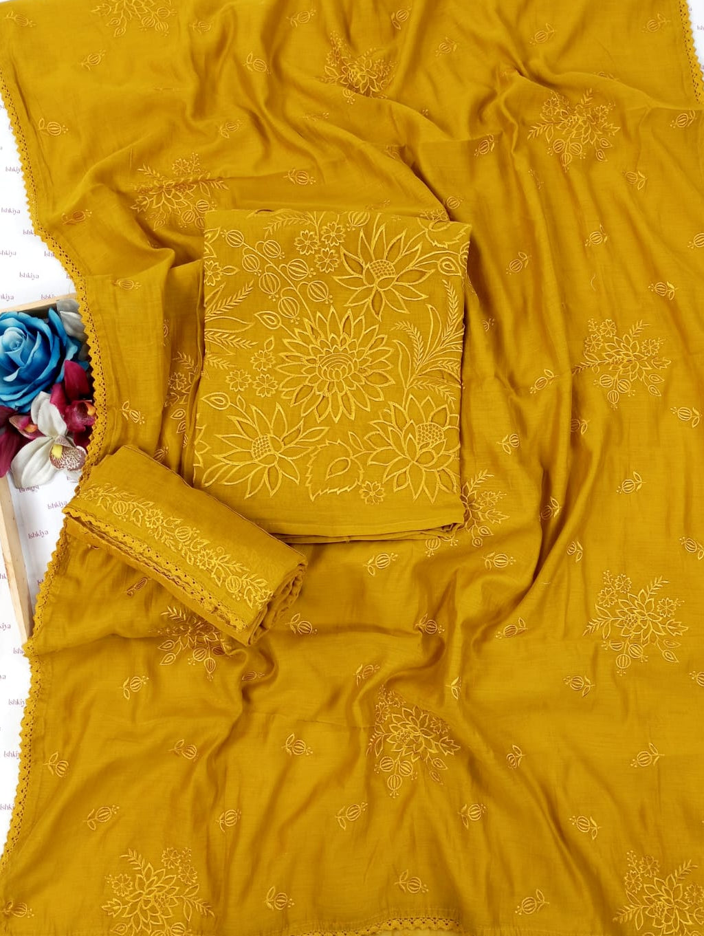 SILSILA-Unstiched Mul-Chanderi Suit set