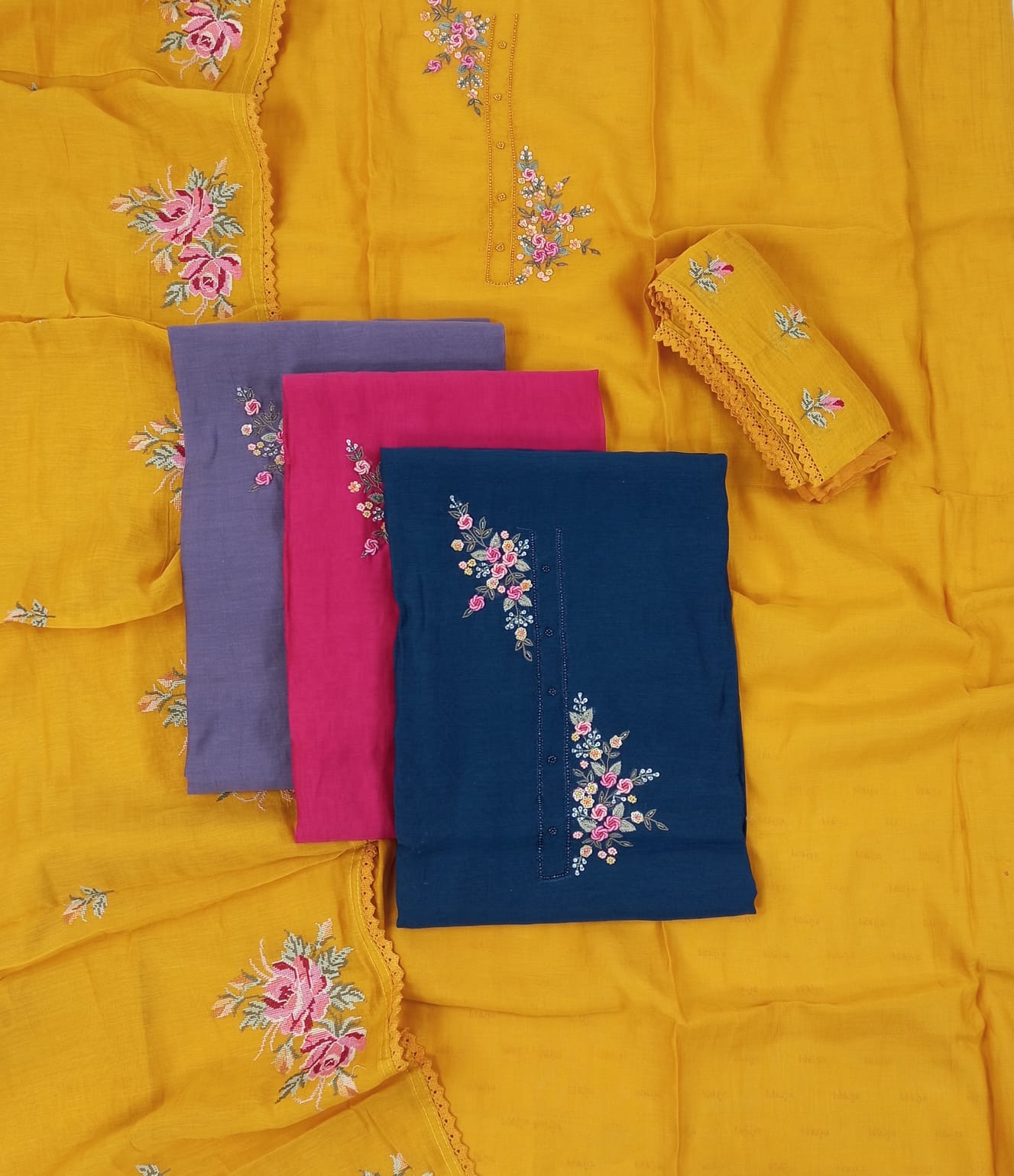SAFAR-Unstiched Mul-Chanderi Suit set
