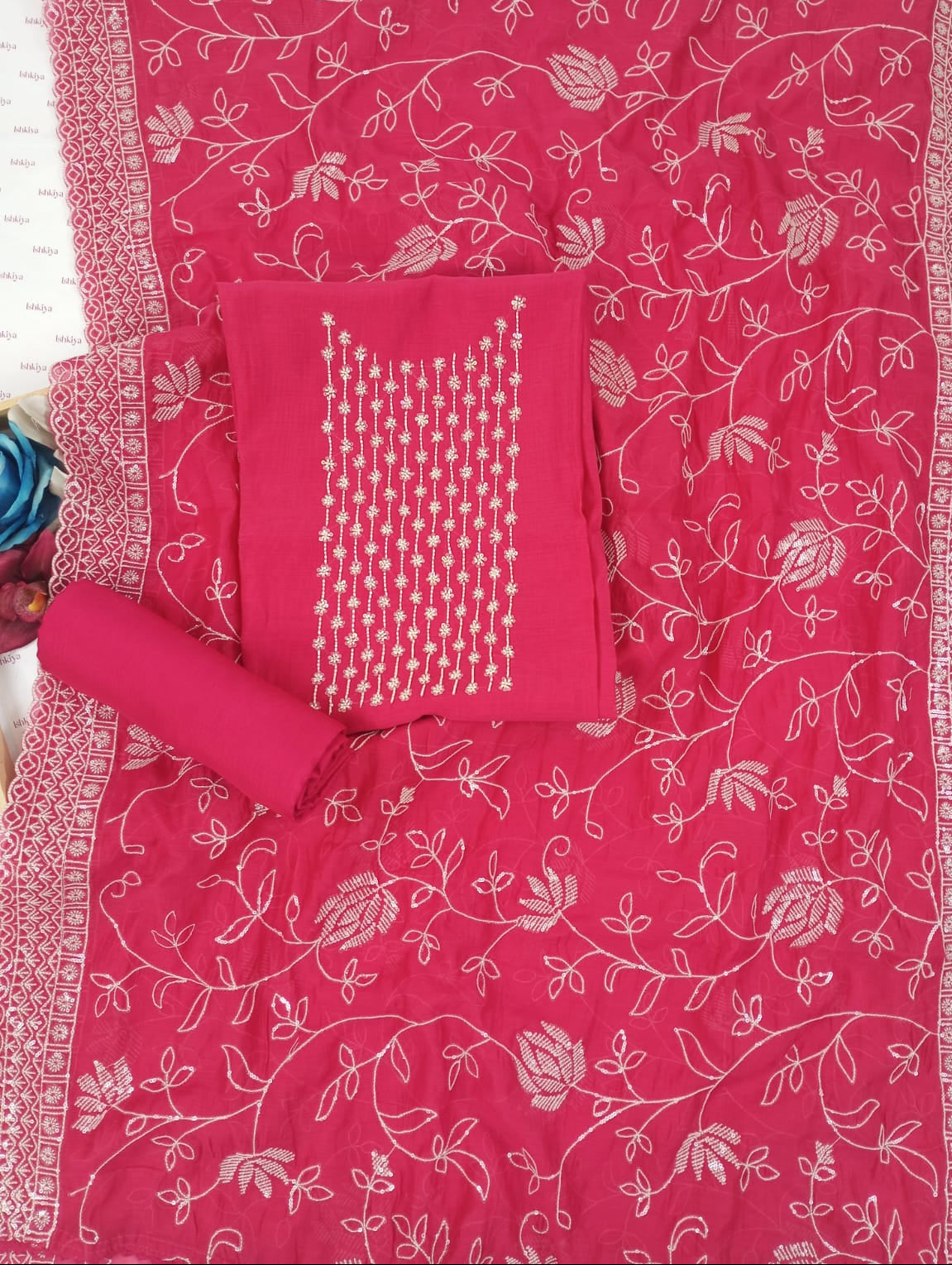 DASTAN-Unstiched Mul-Chanderi Suit set