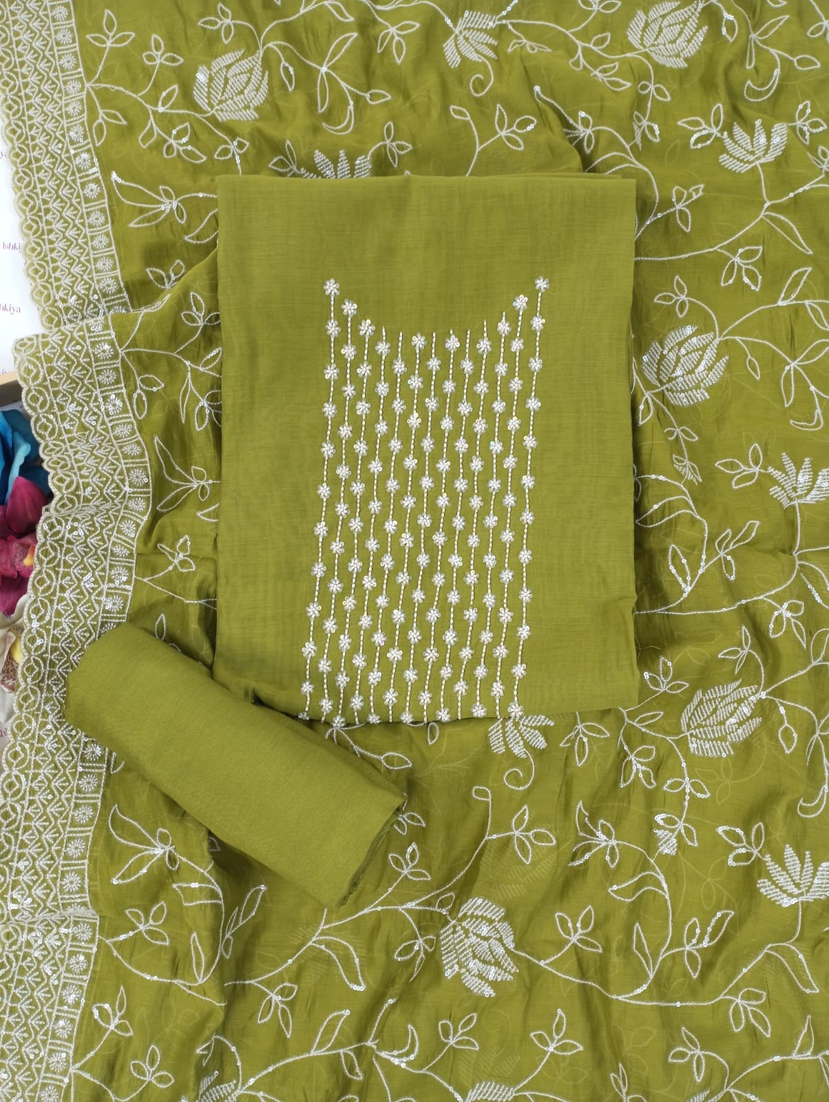 DASTAN-Unstiched Mul-Chanderi Suit set