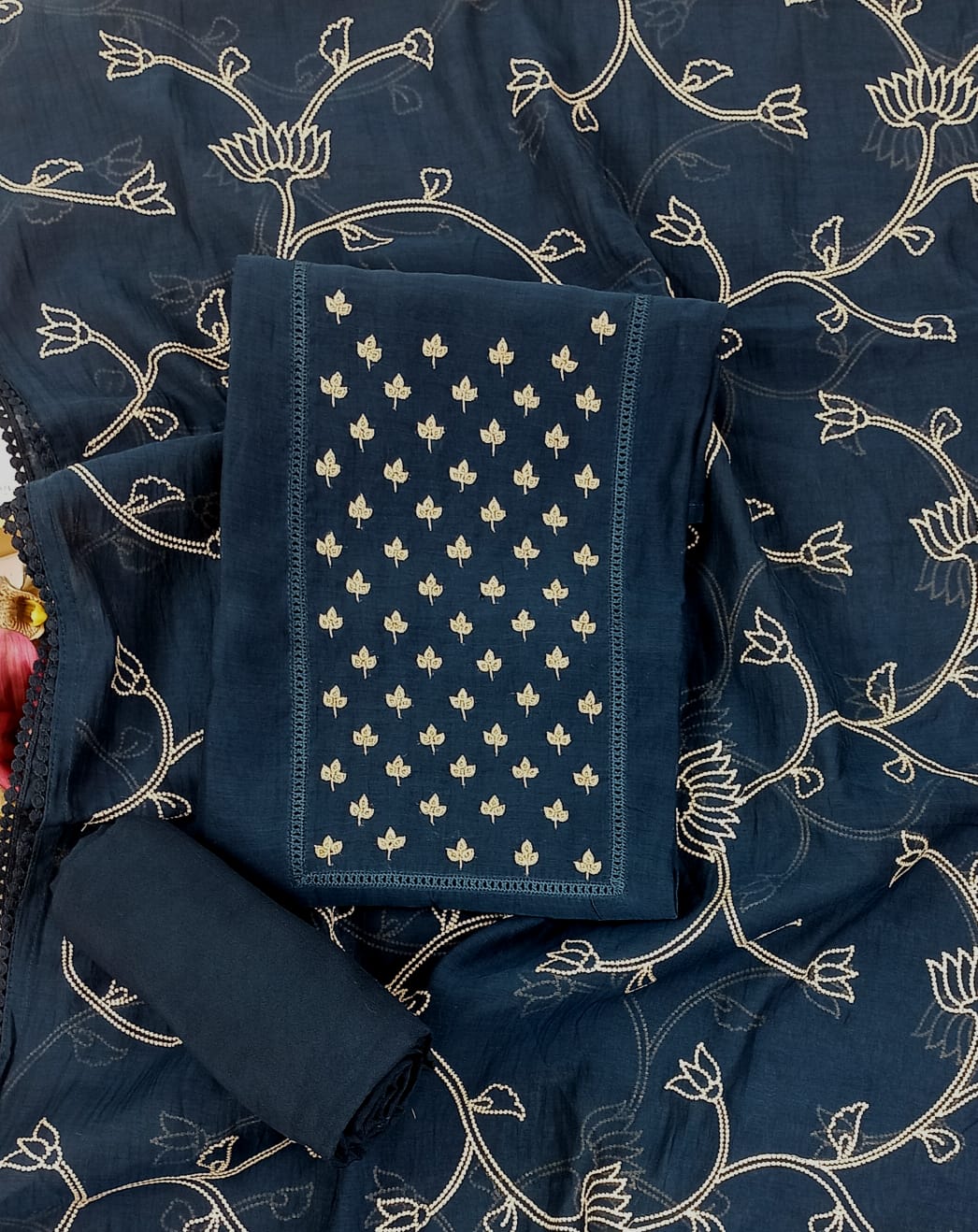 AAGAN-Unstiched Mul-Chanderi Suit set