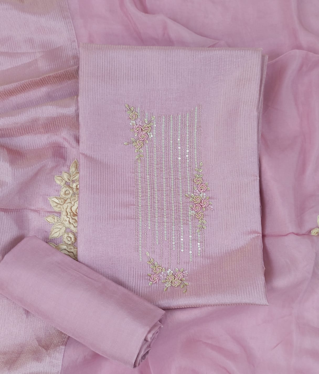 FIRRAQ-Unstitched Linen Tissue Suit Set