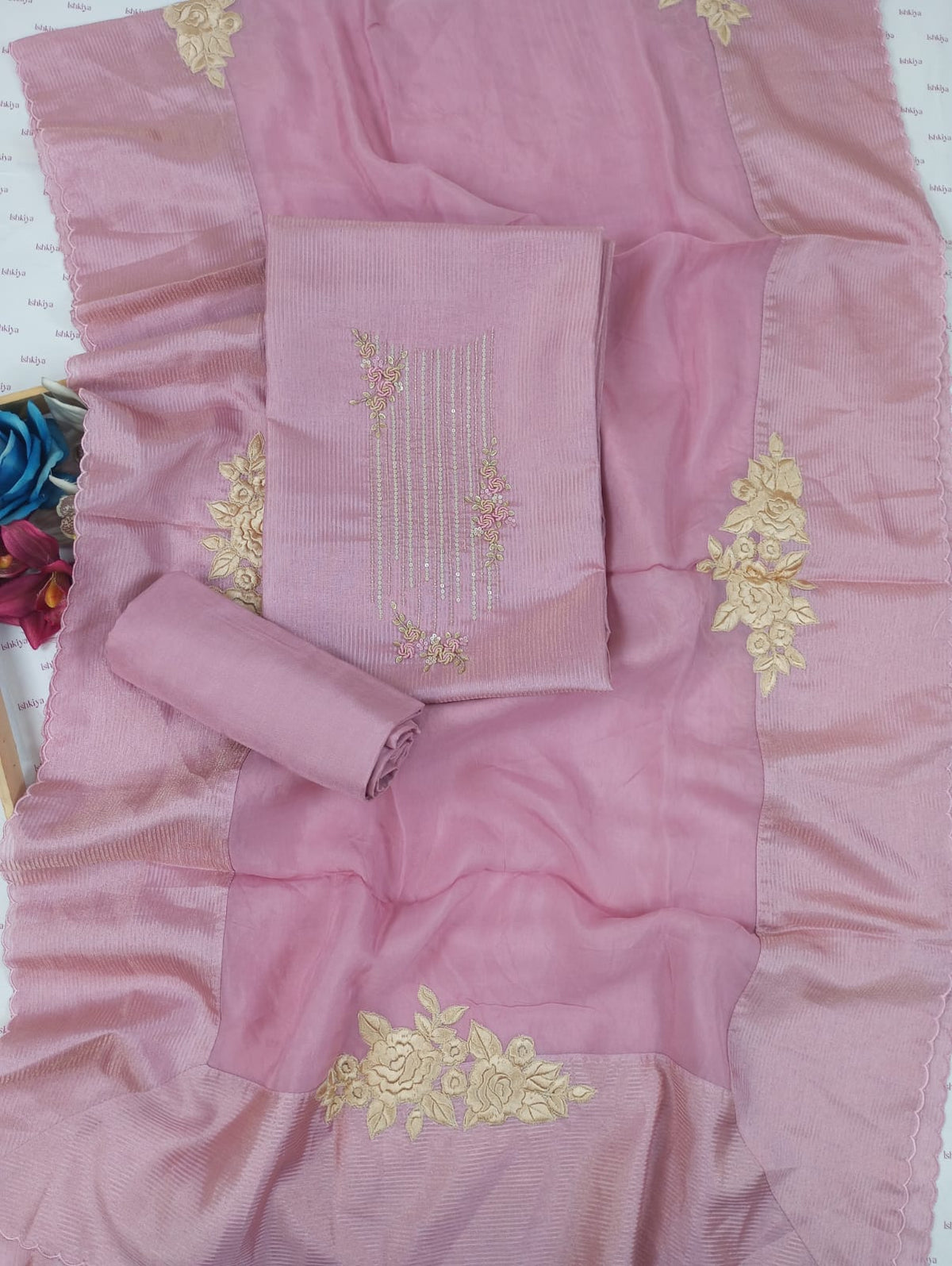 FIRRAQ-Unstitched Linen Tissue Suit Set