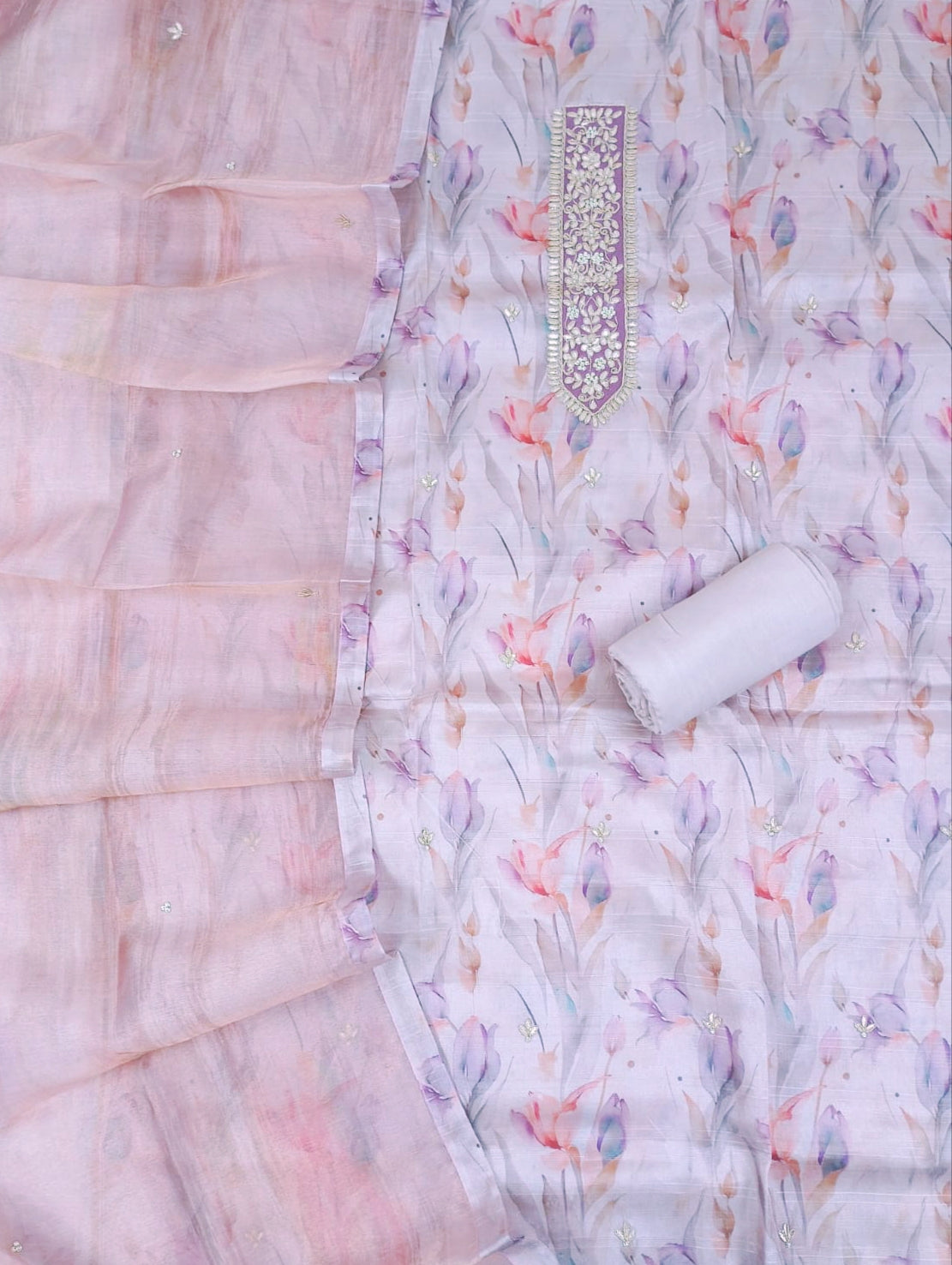 khayaal-Unstitched Linen Tissue Suit Set