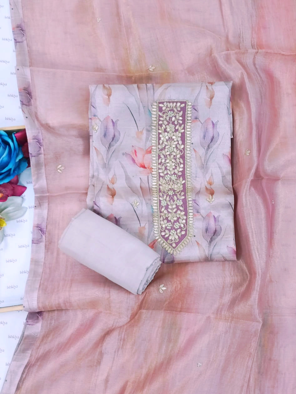 khayaal-Unstitched Linen Tissue Suit Set