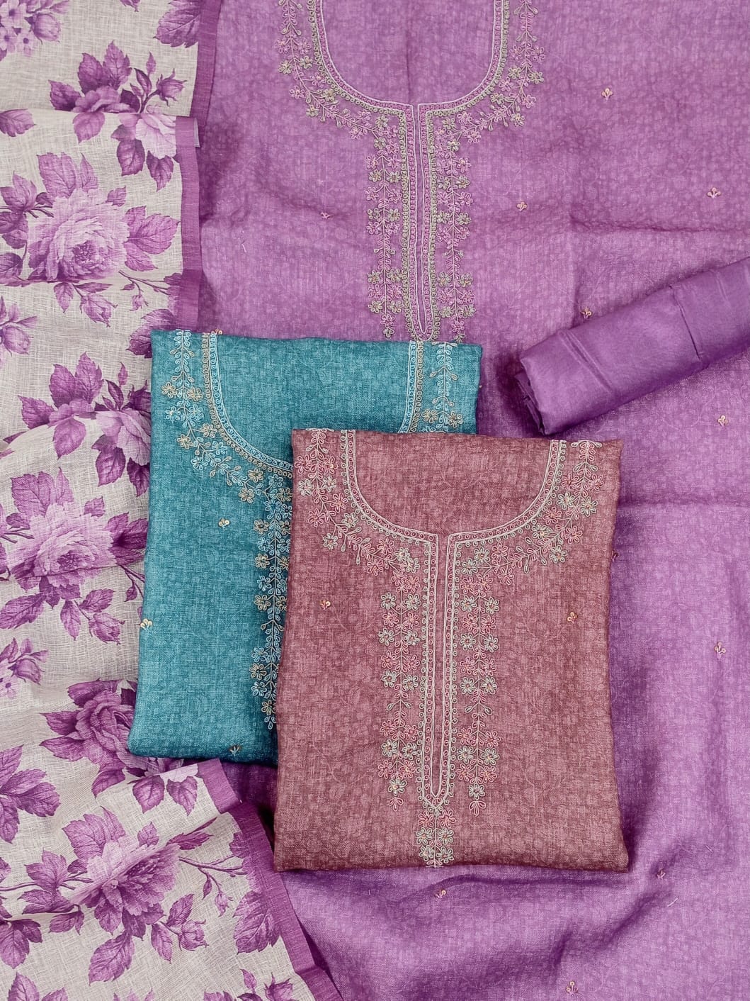 AASMAN-Unstitched Linen Suit Set