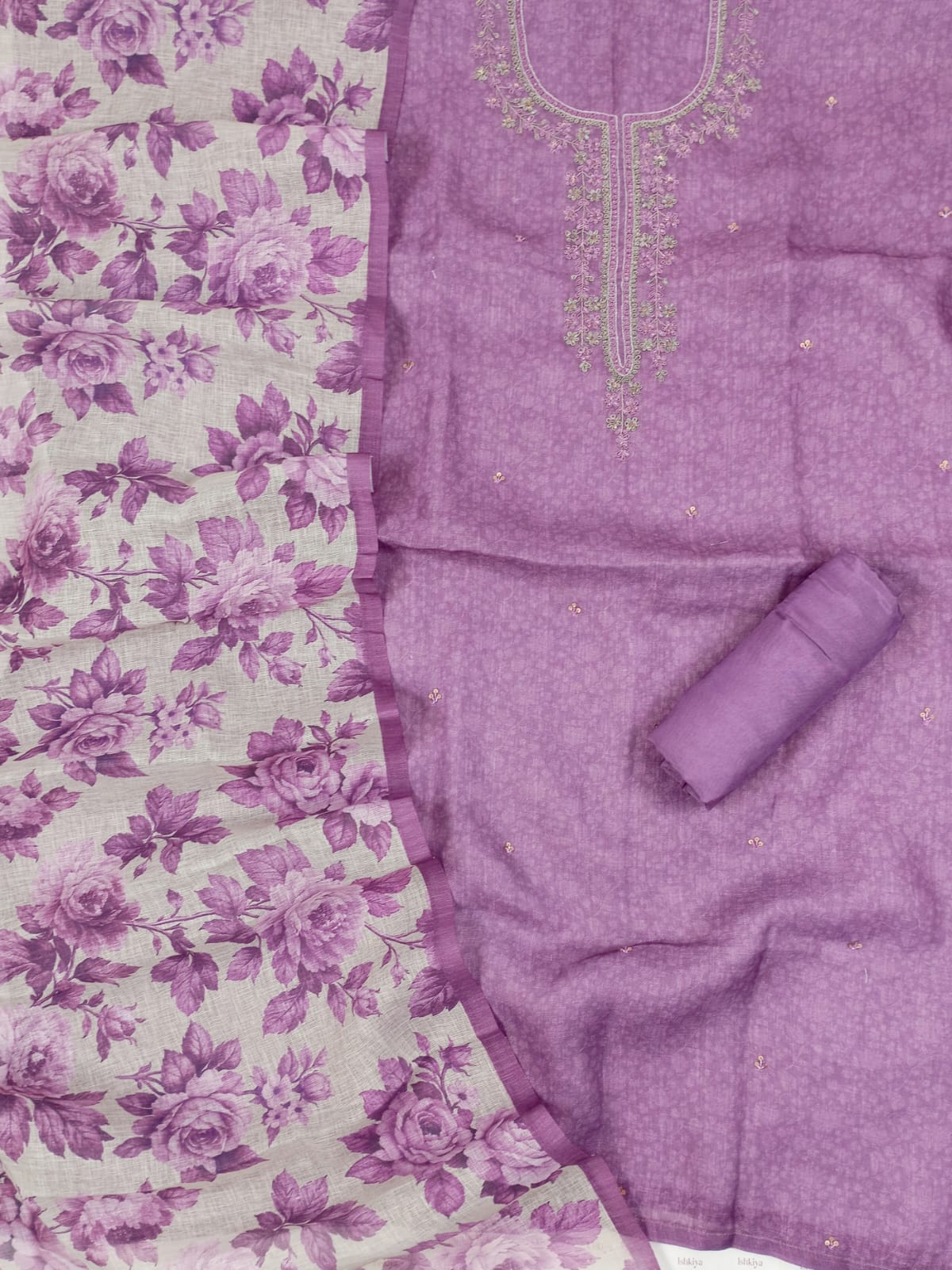 AASMAN-Unstitched Linen Suit Set
