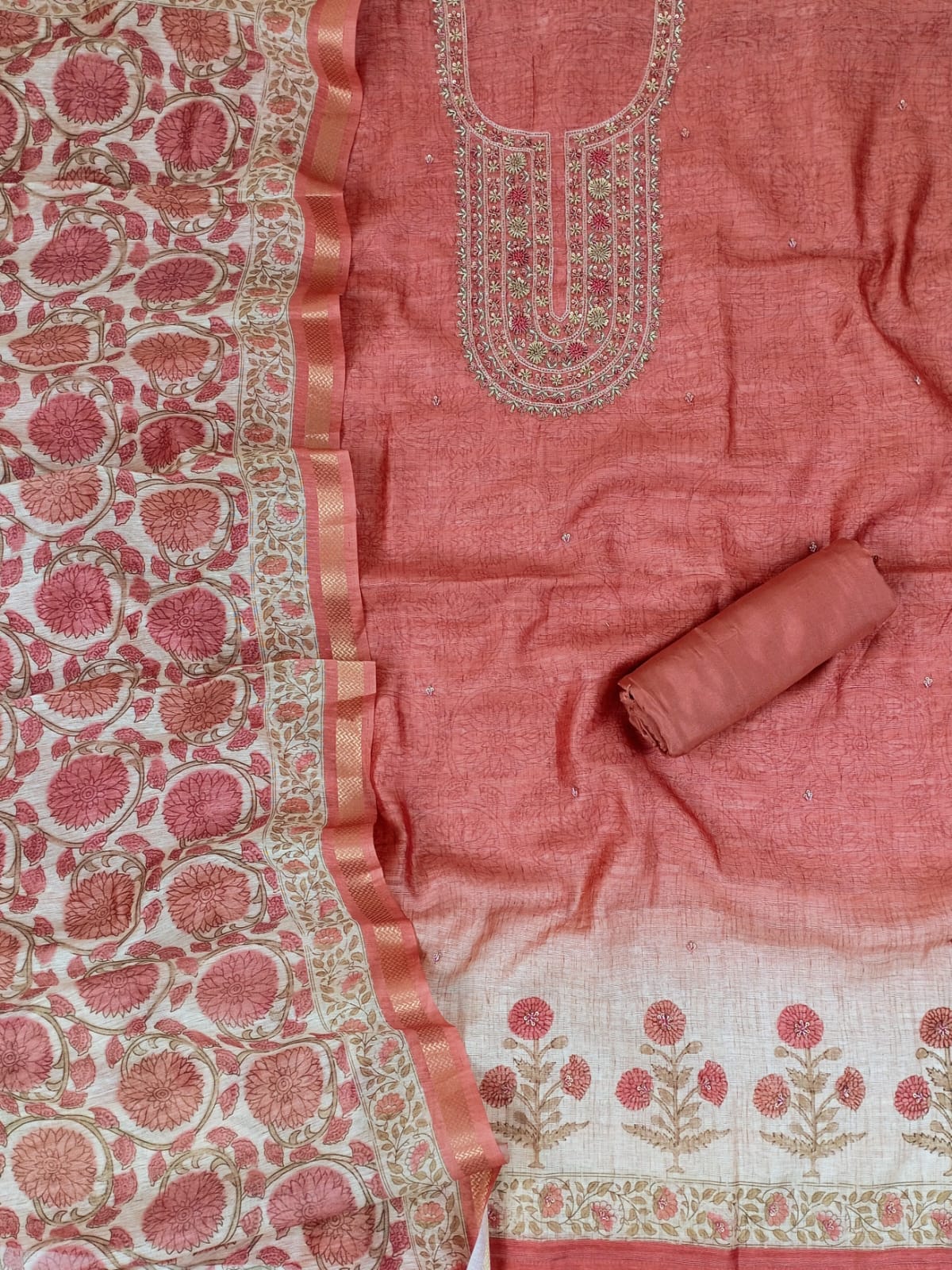 LIBAAS-Unstitched Linen Suit Set