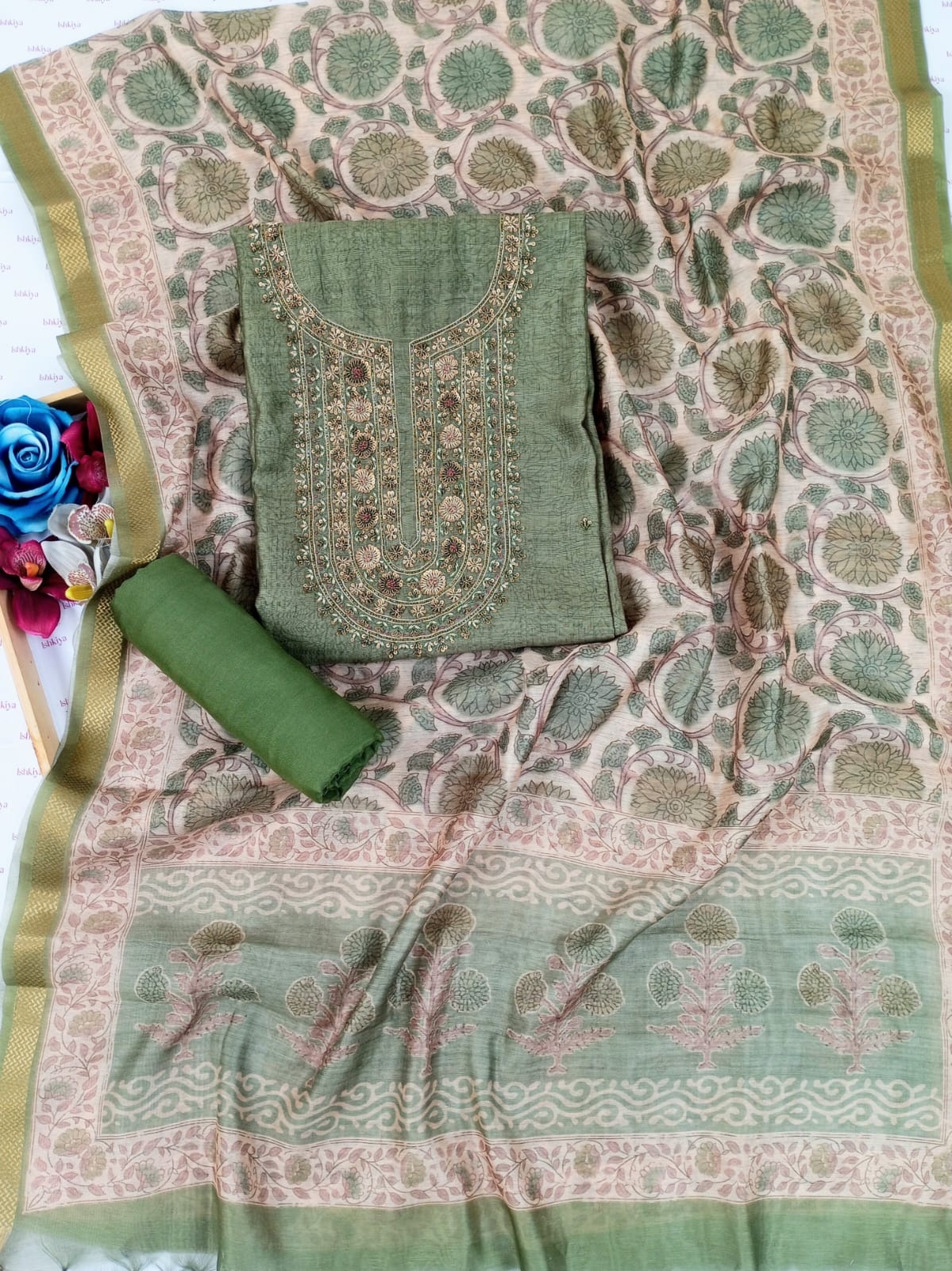 LIBAAS-Unstitched Linen Suit Set