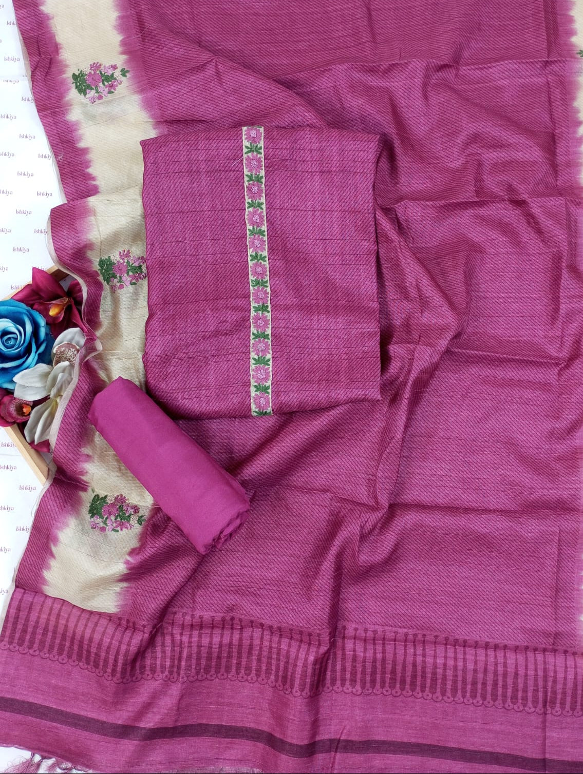 QISSA-Unstitched Linen Tissue Suit Set