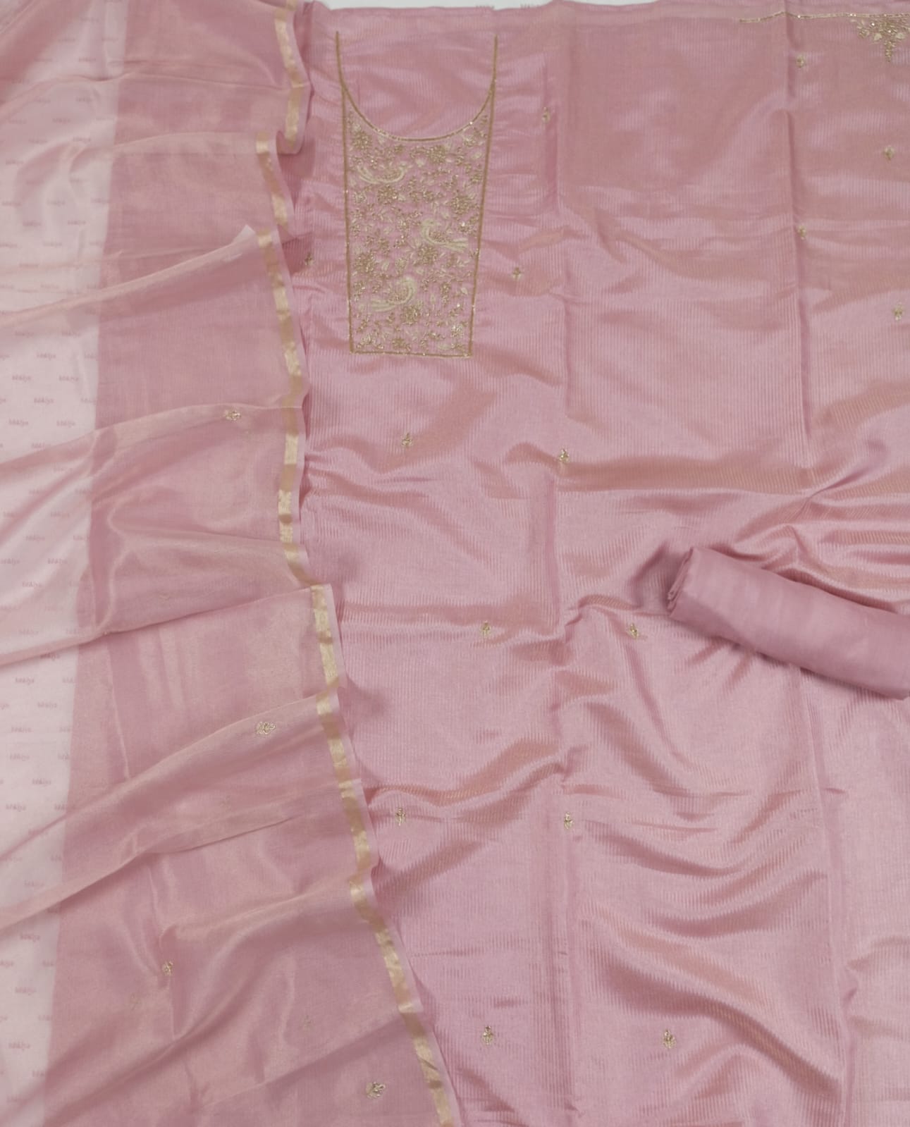 GUMAAN-Unstitched Linen Tissue Suit Set