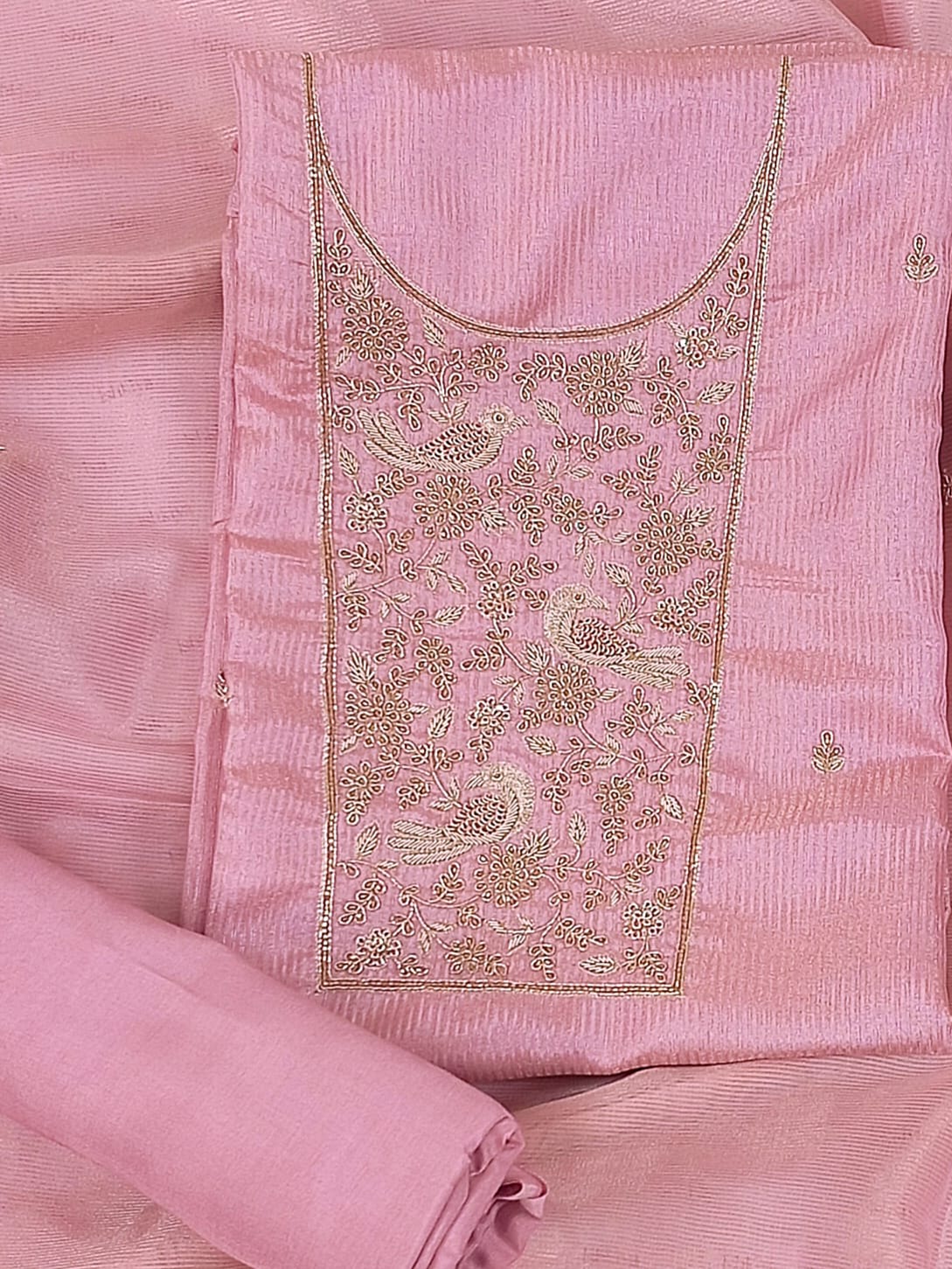 GUMAAN-Unstitched Linen Tissue Suit Set