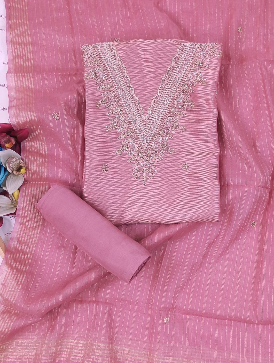 SIYAH-Unstitched Linen Tissue Suit Set