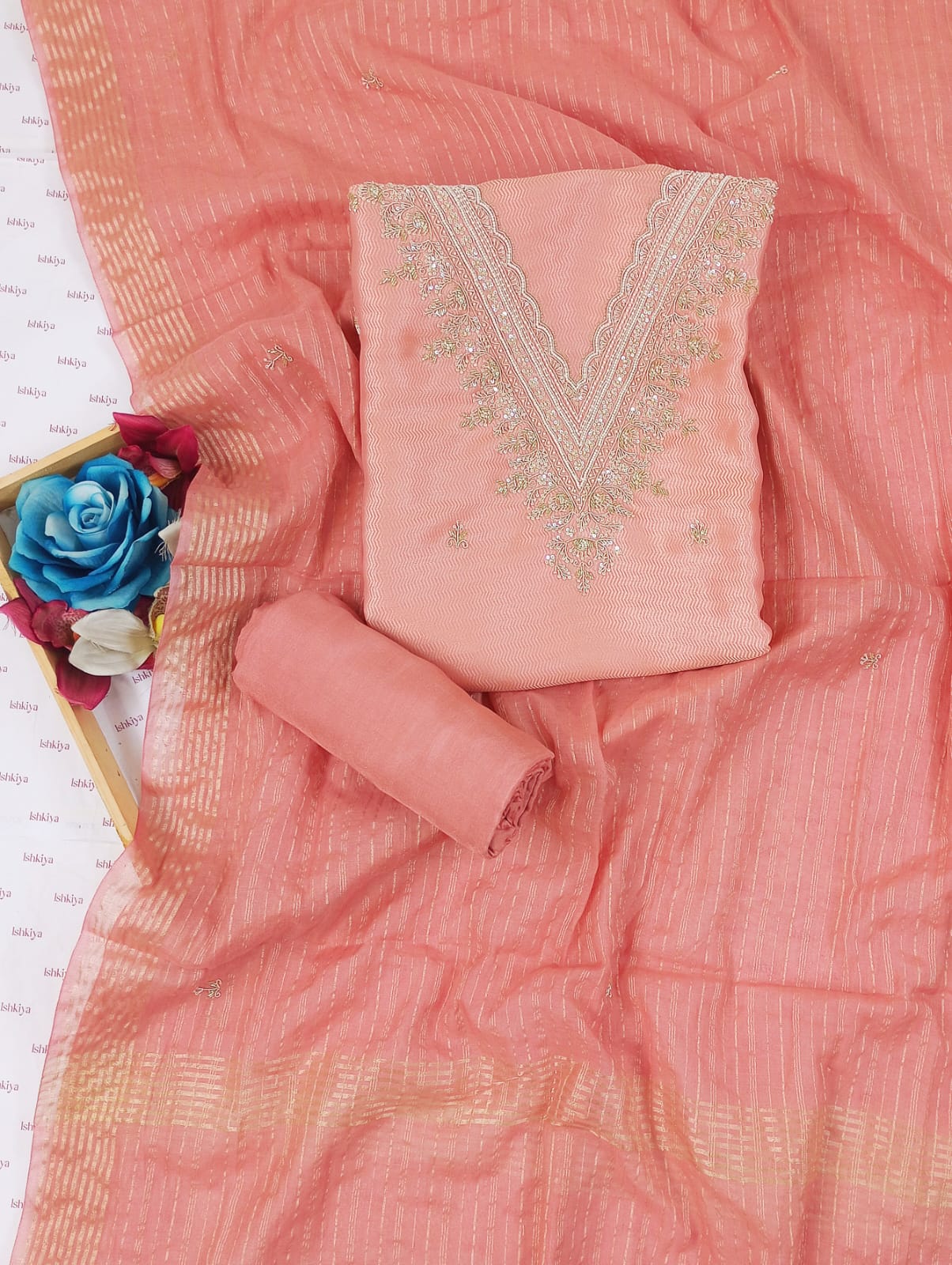 SIYAH-Unstitched Linen Tissue Suit Set
