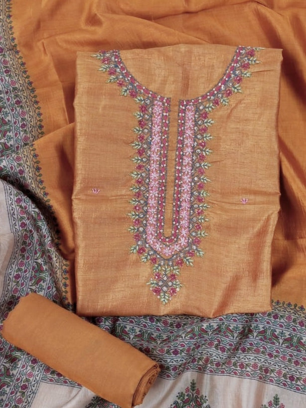 KAHAANI-Unstitched Linen Tissue Suit Set
