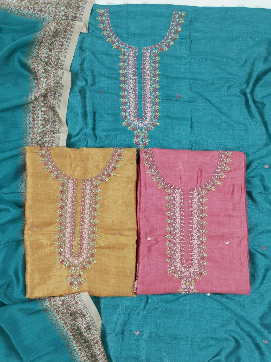 KAHAANI-Unstitched Linen Tissue Suit Set